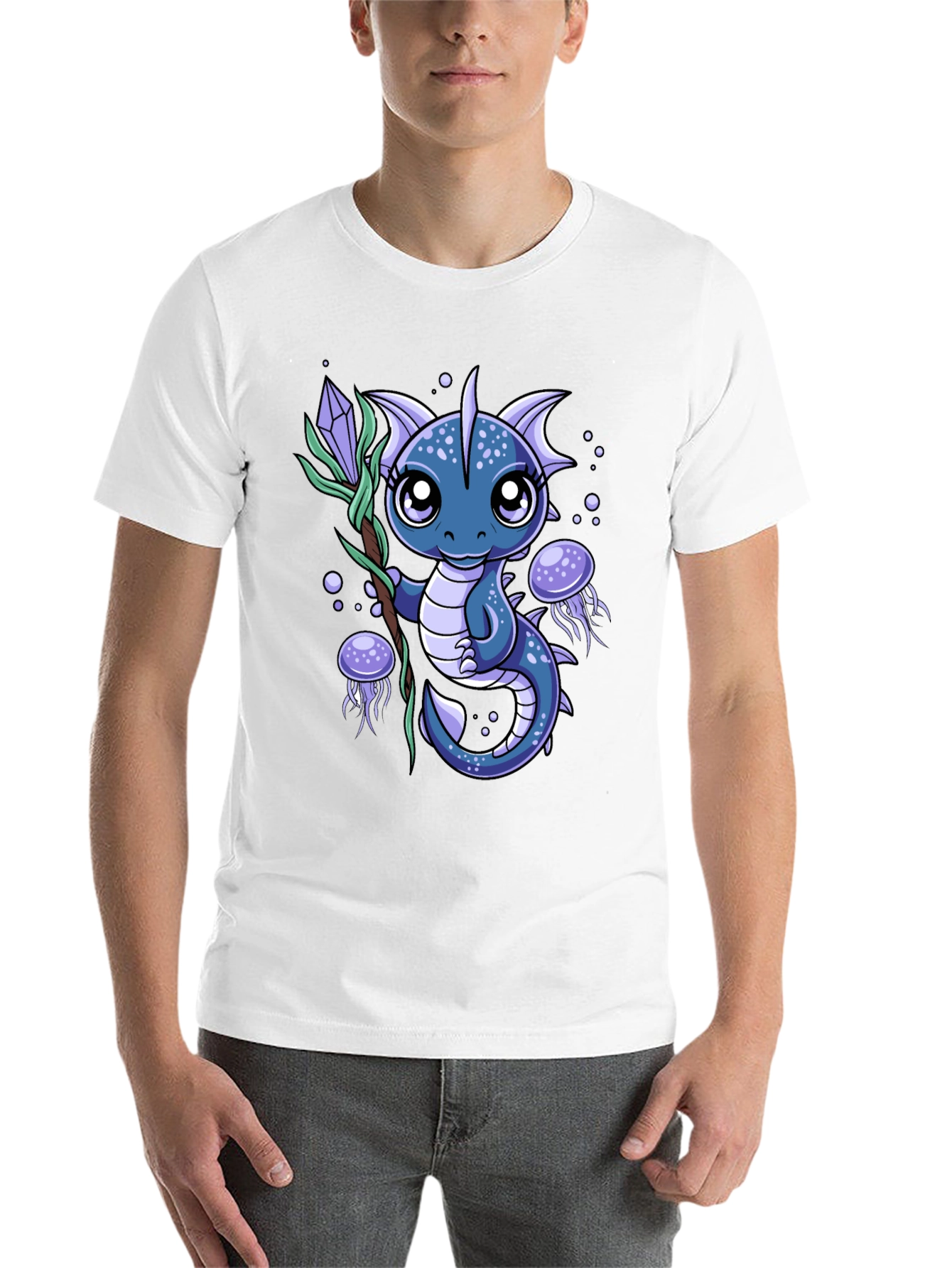 Black Cute Dragon Graphic Tee - Fantasy Creature Shirt view 14