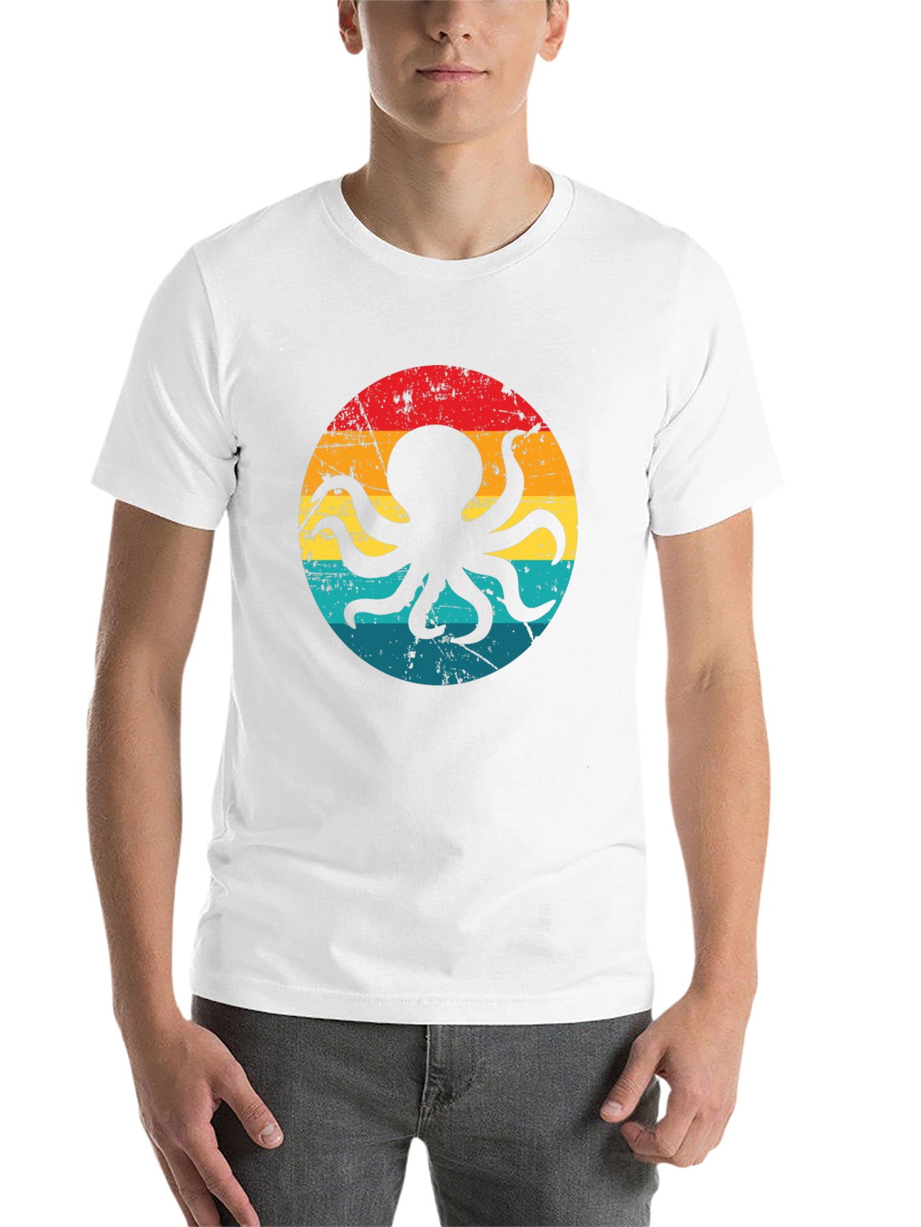 Black Retro Octopus Graphic T-Shirt - Black Cotton Blend view 14