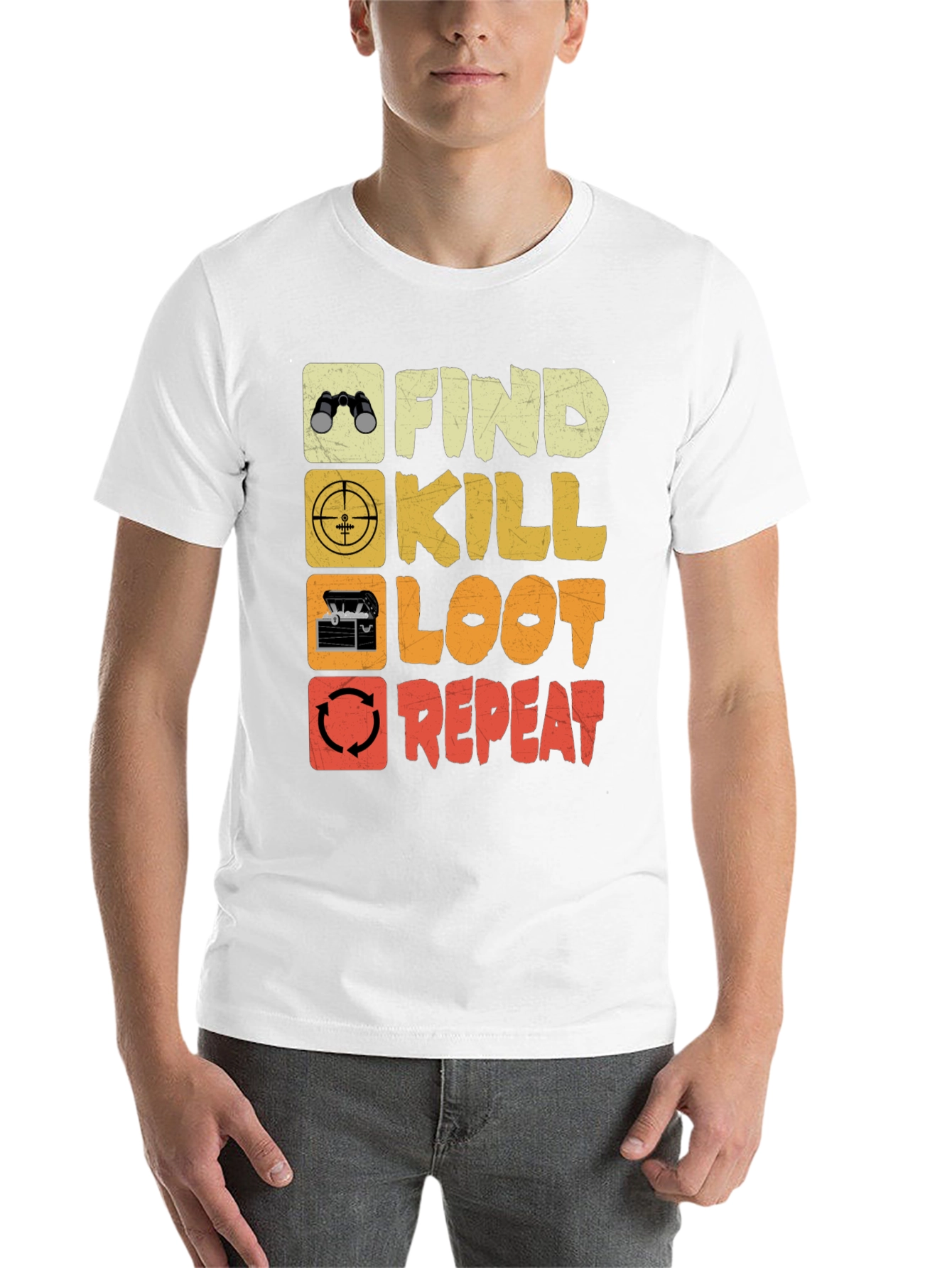 Black Find Kill Loot Repeat Gaming T-Shirt view 14