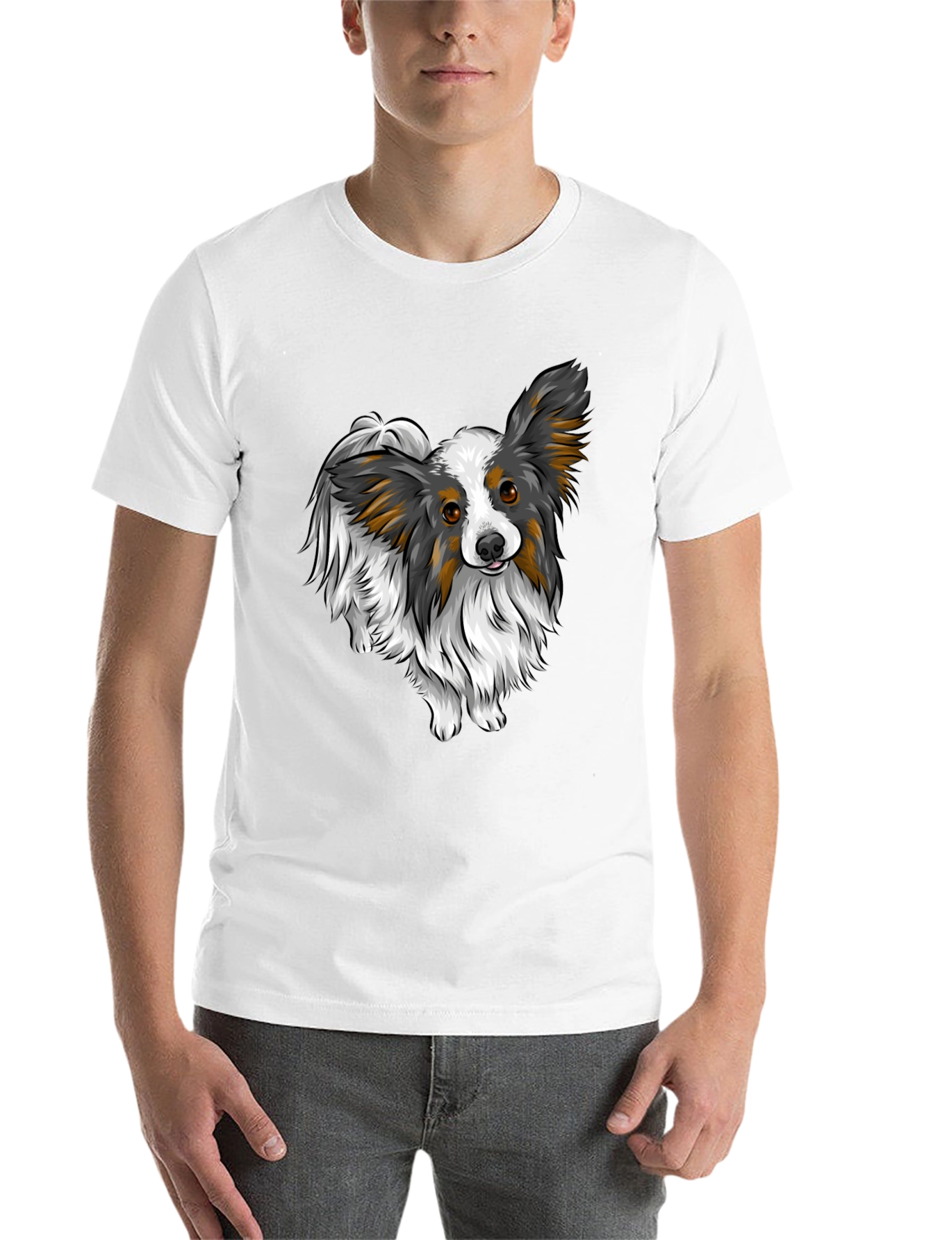 Black Papillon Dog Graphic Tee - Black Unisex Shirt view 14