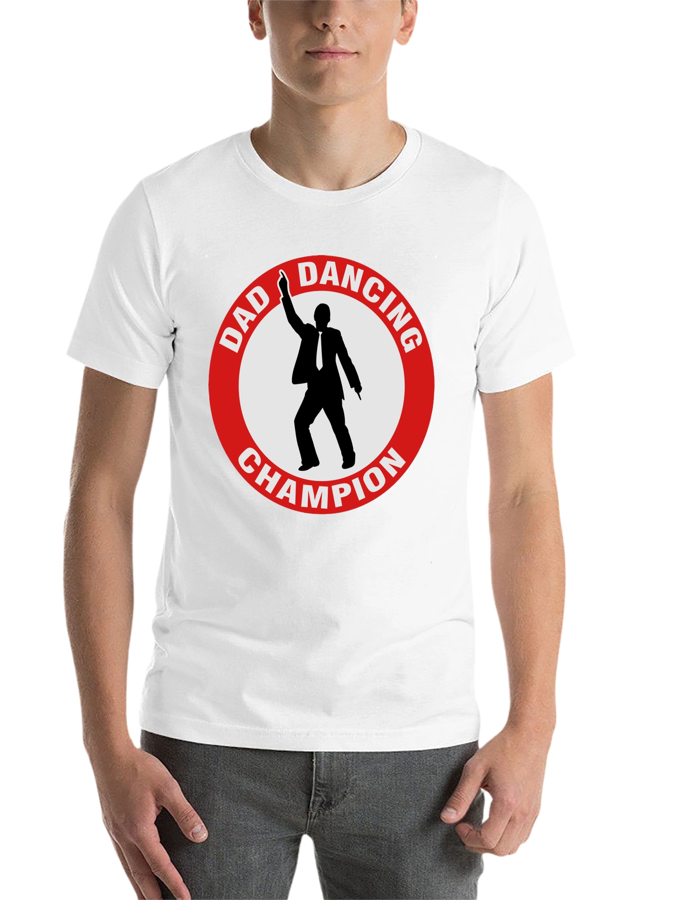 Black Dad Dancing Champion T-Shirt - Black Cotton Tee view 14