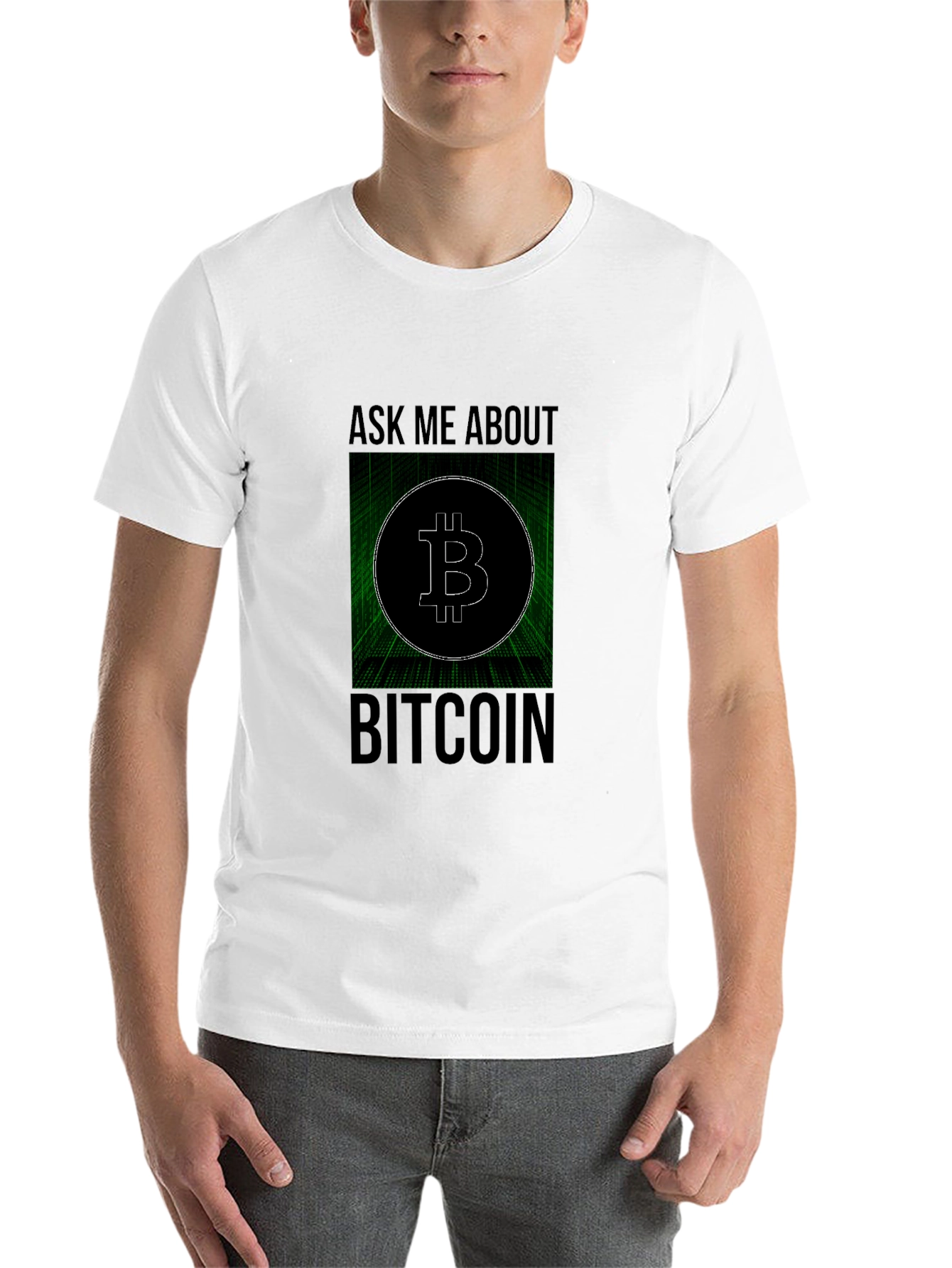 Black Ask Me About Bitcoin Black Tee view 14