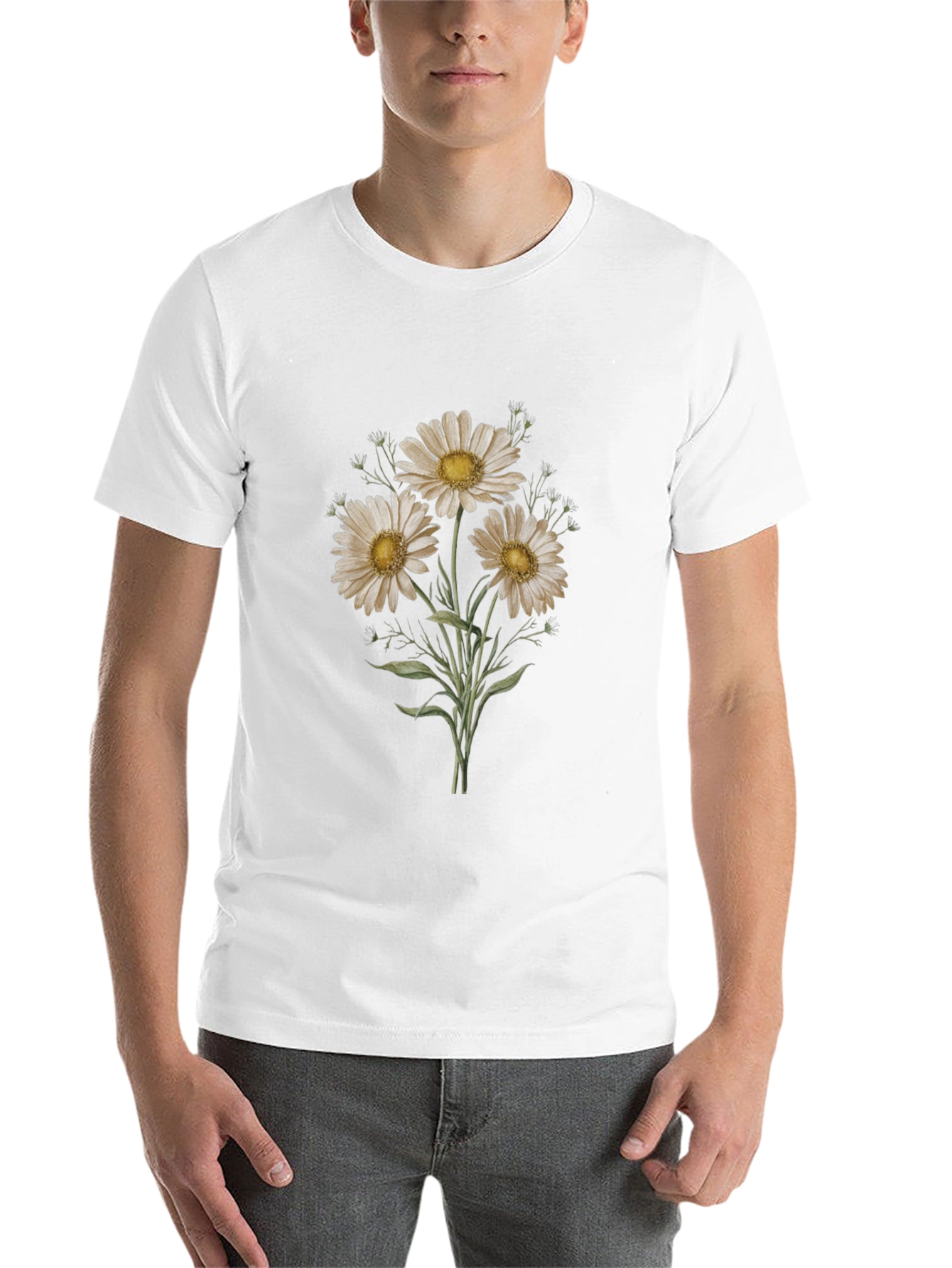 Black Daisy Graphic Tee - Black Unisex T-Shirt view 14