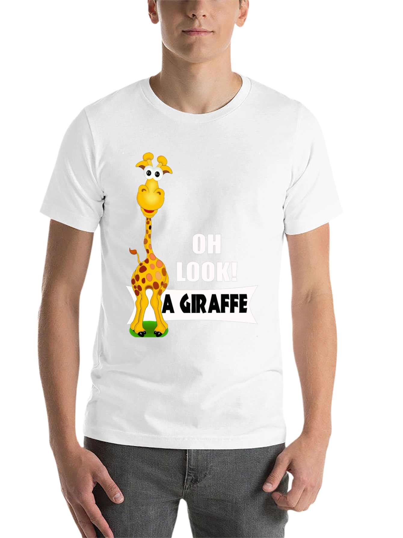 Black Funny Giraffe Graphic Tee - Oh Look! A Giraffe T-Shirt view 14