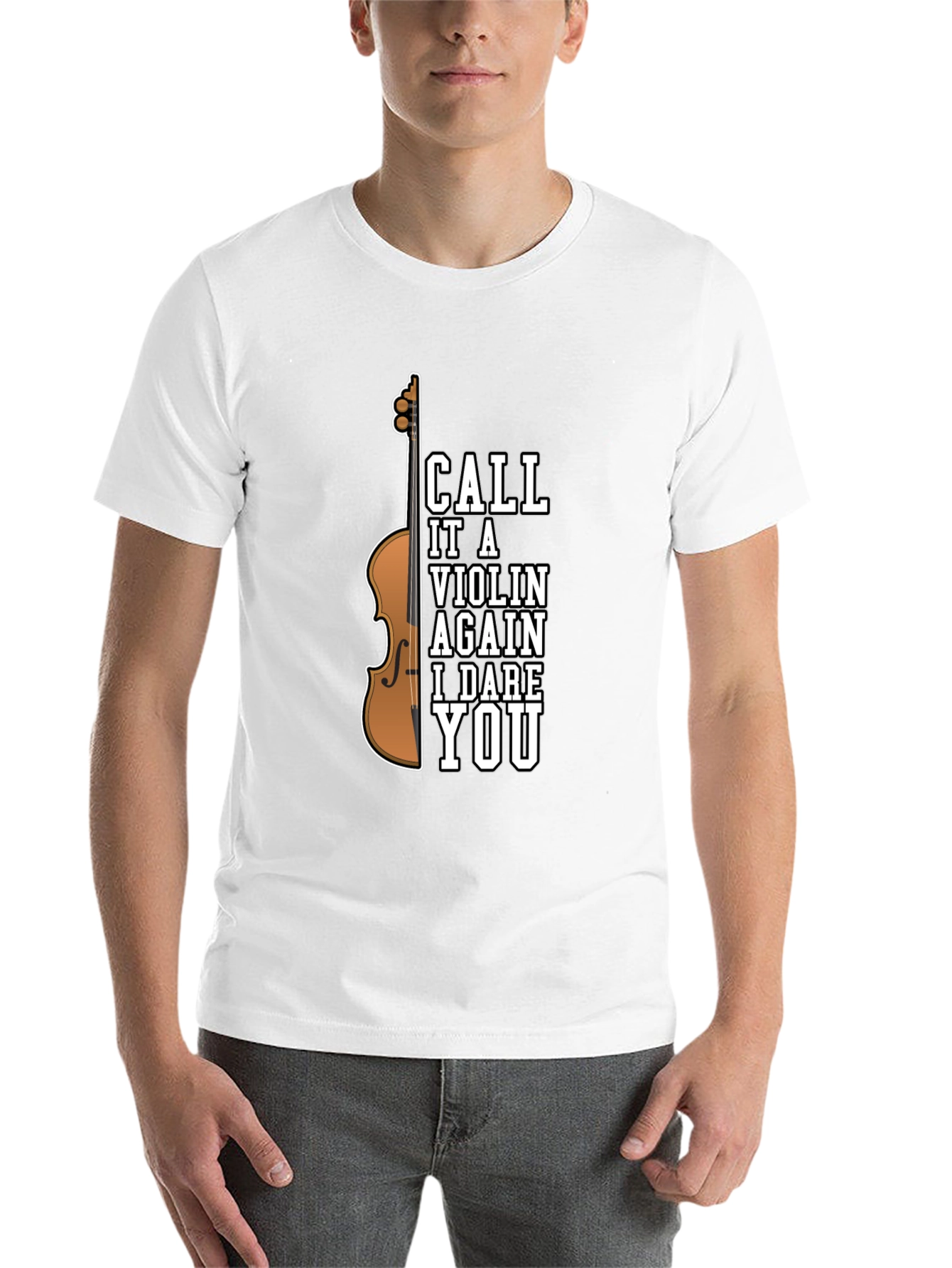 Black Dare You Violin T-Shirt - Humorous Musician Tee view 14