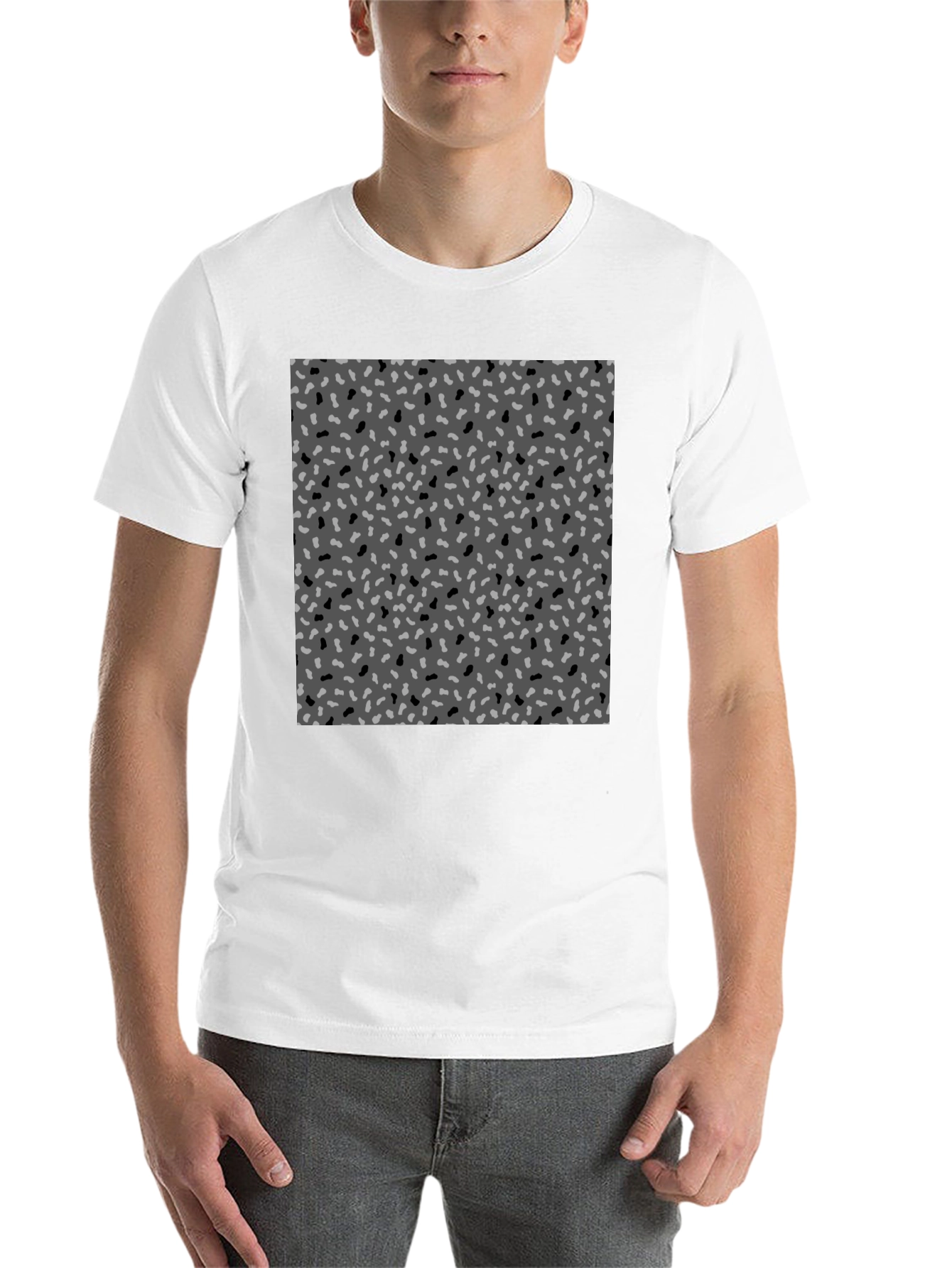 Black Abstract Pattern Crew Neck T-Shirt view 14