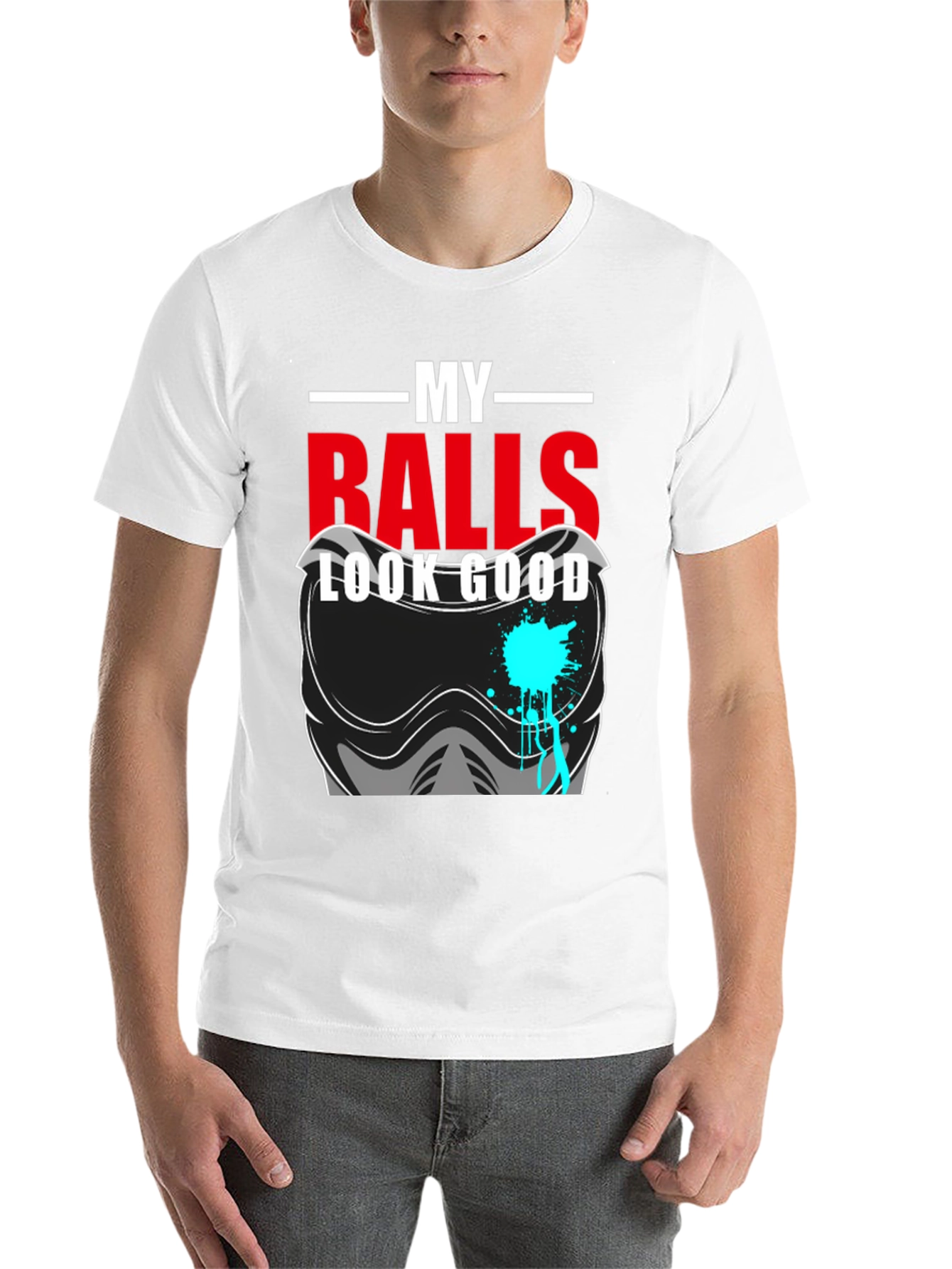 Black My Balls Look Good T-Shirt - Funny Paintball Tee view 14