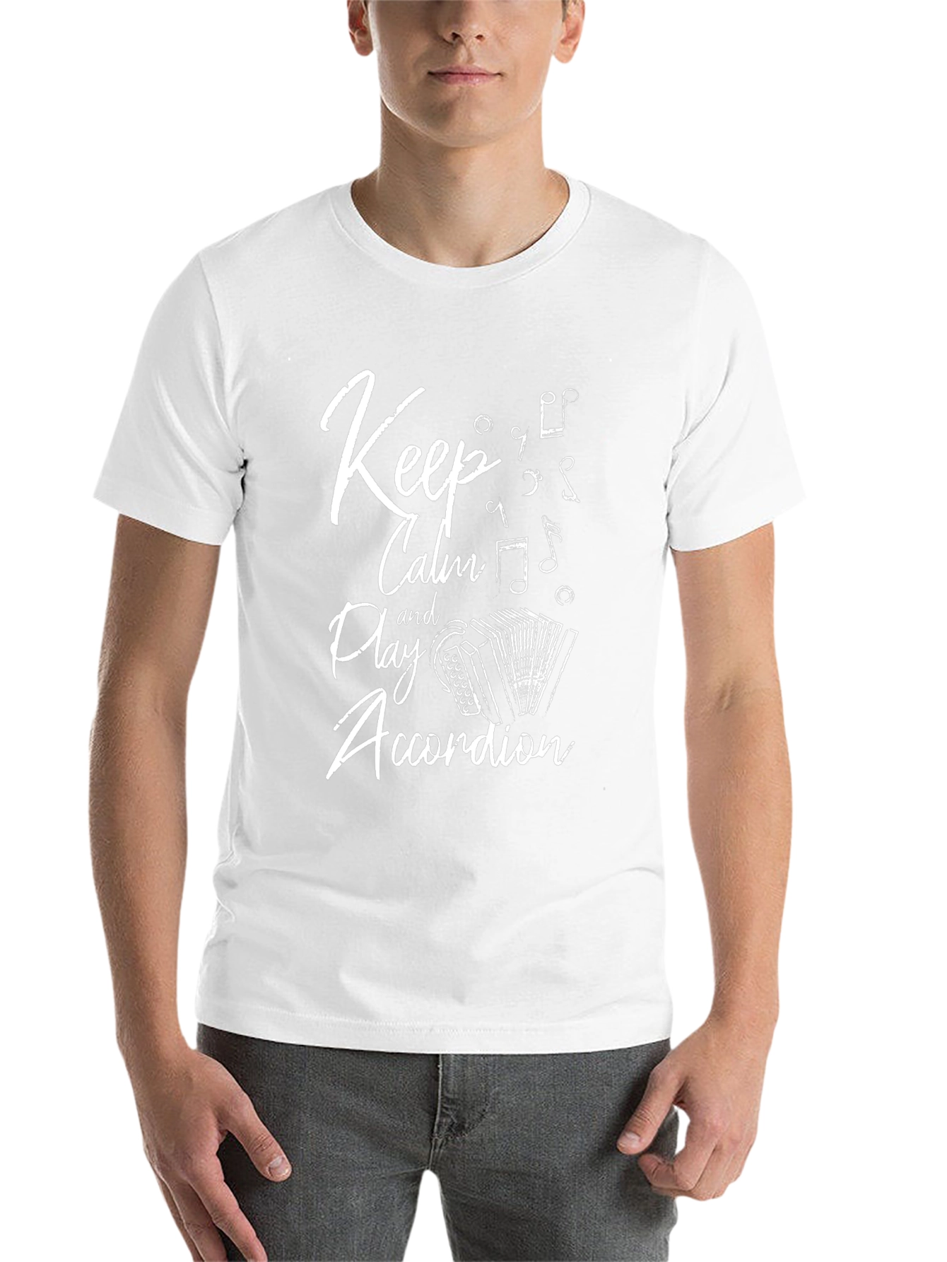 Black Keep Calm Play Accordion Black T-Shirt view 14