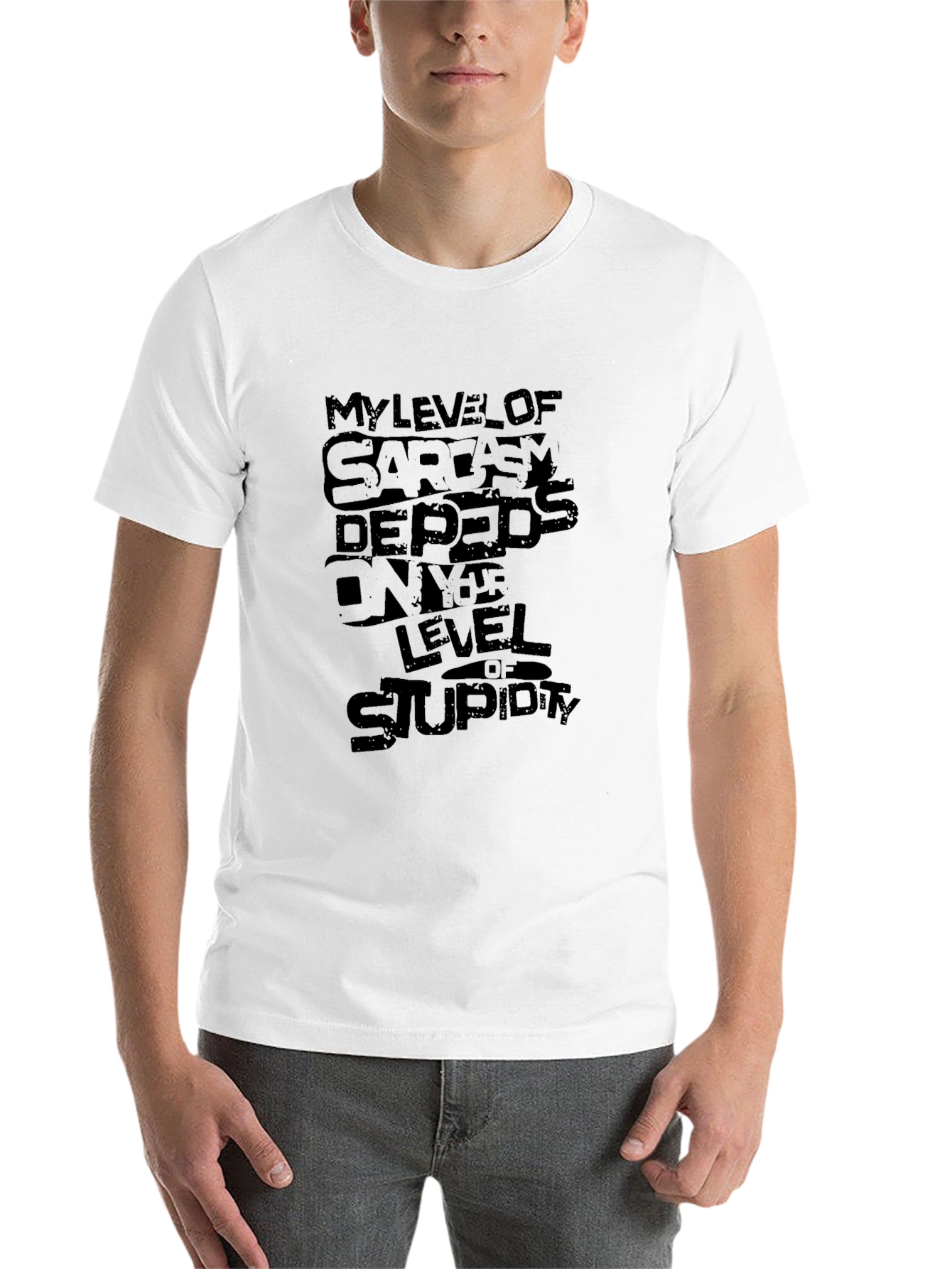 Black Sarcastic Humor Graphic Tee - Black Cotton Blend view 14