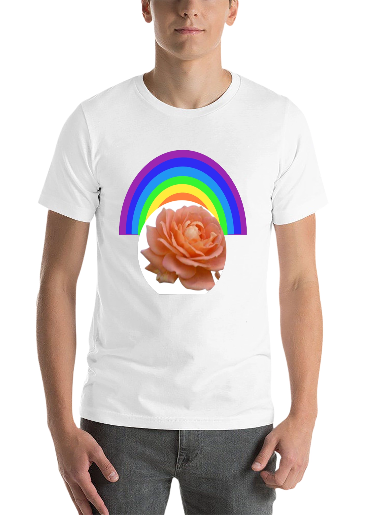 Black Rainbow Rose Graphic Tee - Stylish Casual Wear view 14