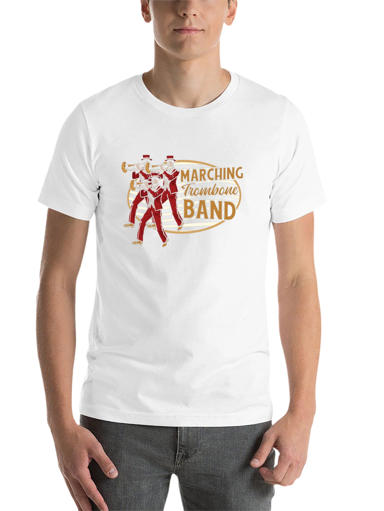 Black Marching Trombone Band Graphic Tee - Black Cotton T-Shirt view 14