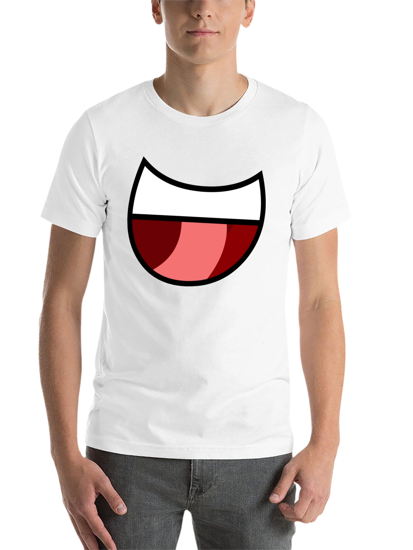 Black Cartoon Mouth Graphic Tee - Black Cotton Blend view 14