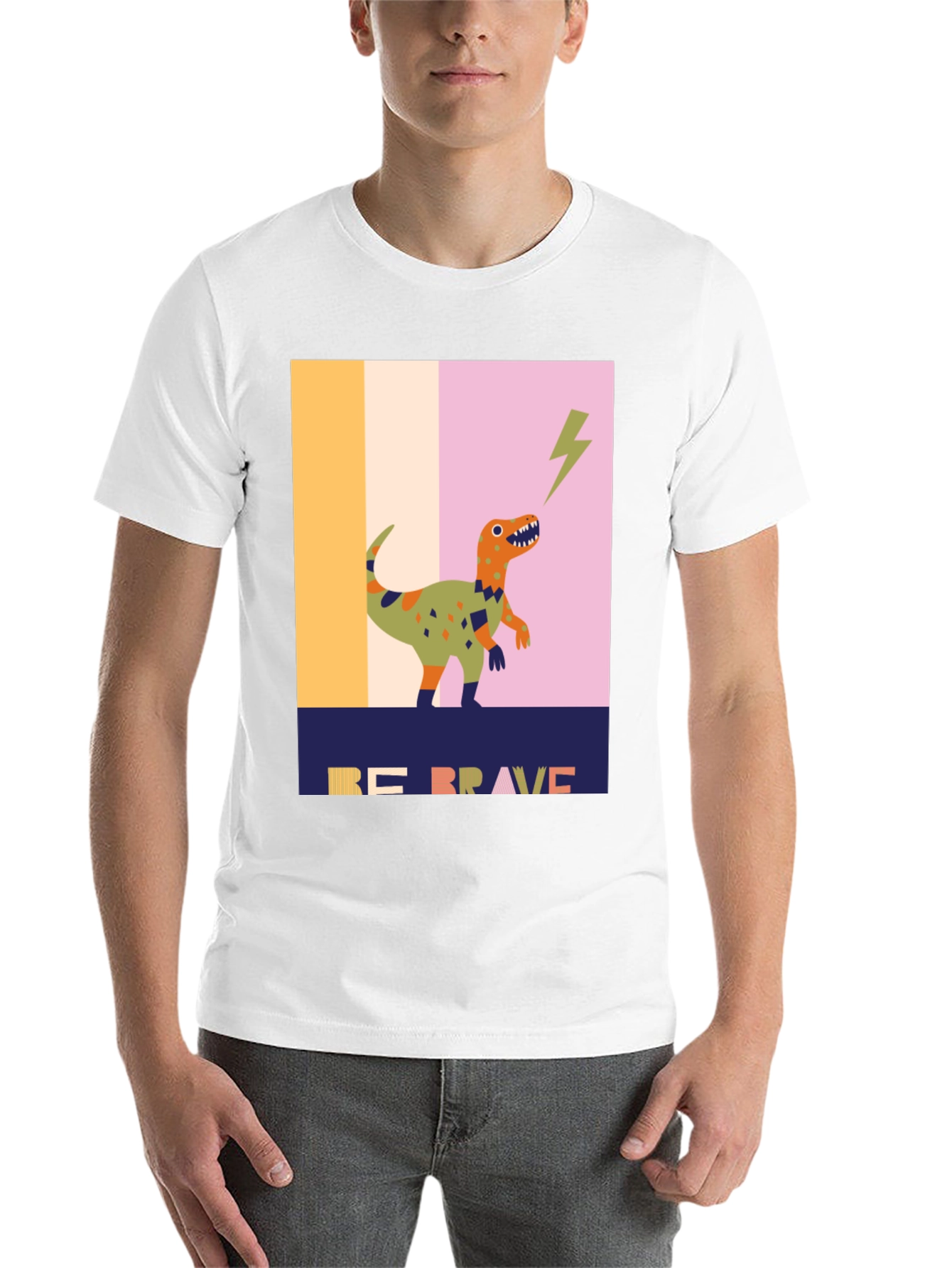 Black Be Brave Dinosaur Graphic Tee - Unique Design view 14