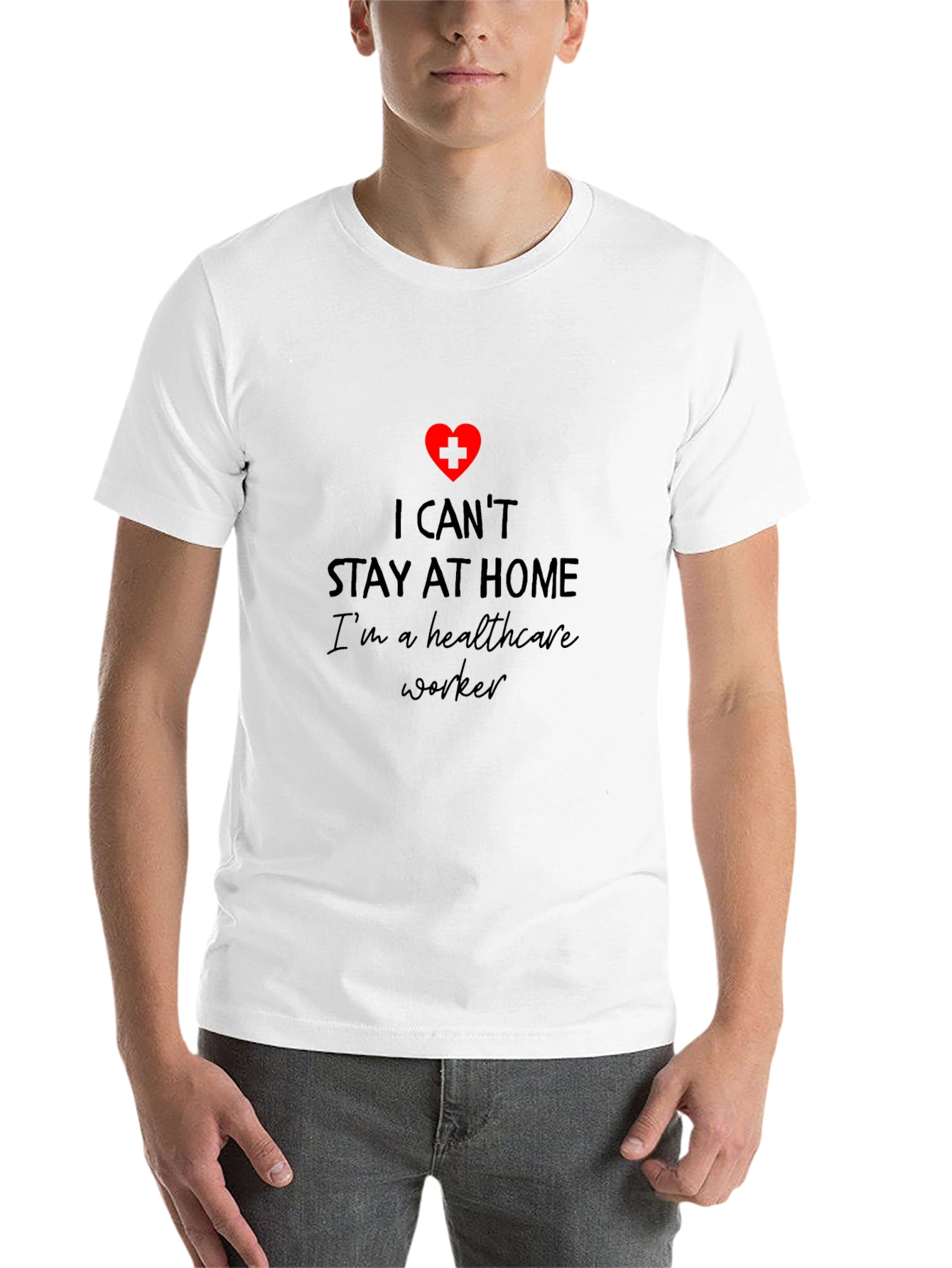 Black Healthcare Worker T-Shirt - Stay At Home Hero Tee view 14