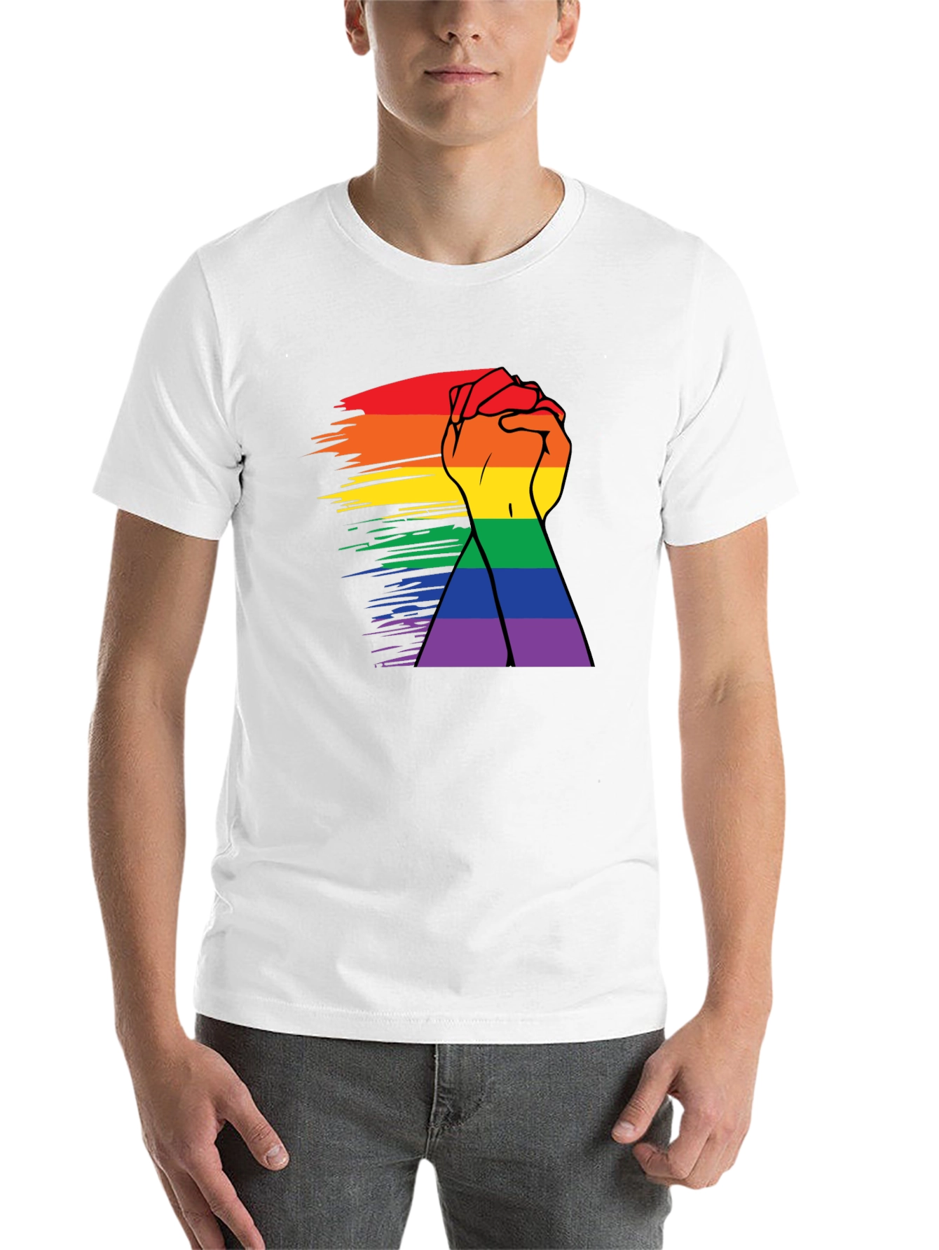 Black Pride Rainbow Hands Black T-Shirt view 14