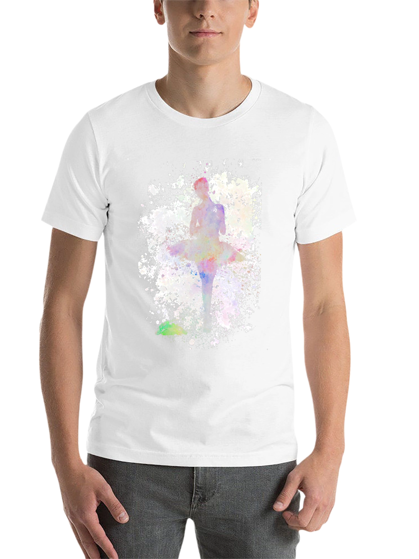 Black Watercolor Ballerina Black T-Shirt - Dance Lover Tee view 14