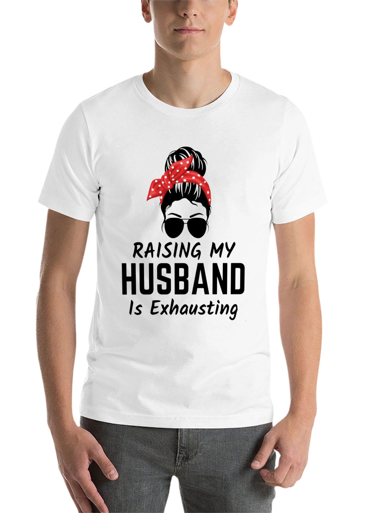 Black Raising My Husband Funny Graphic Tee view 14