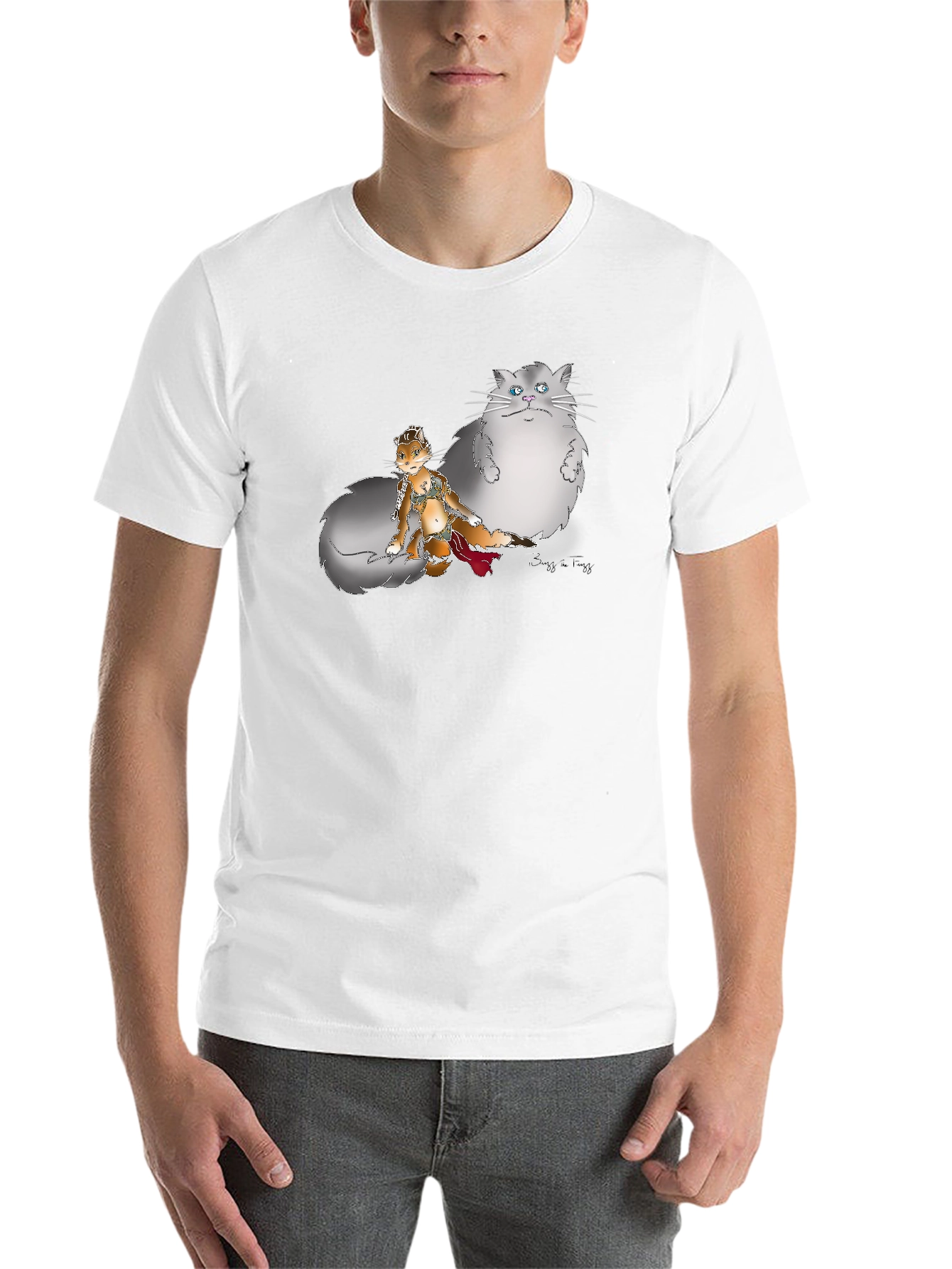 Black Graphic Print T-Shirt - Cat and Squirrel Design view 14