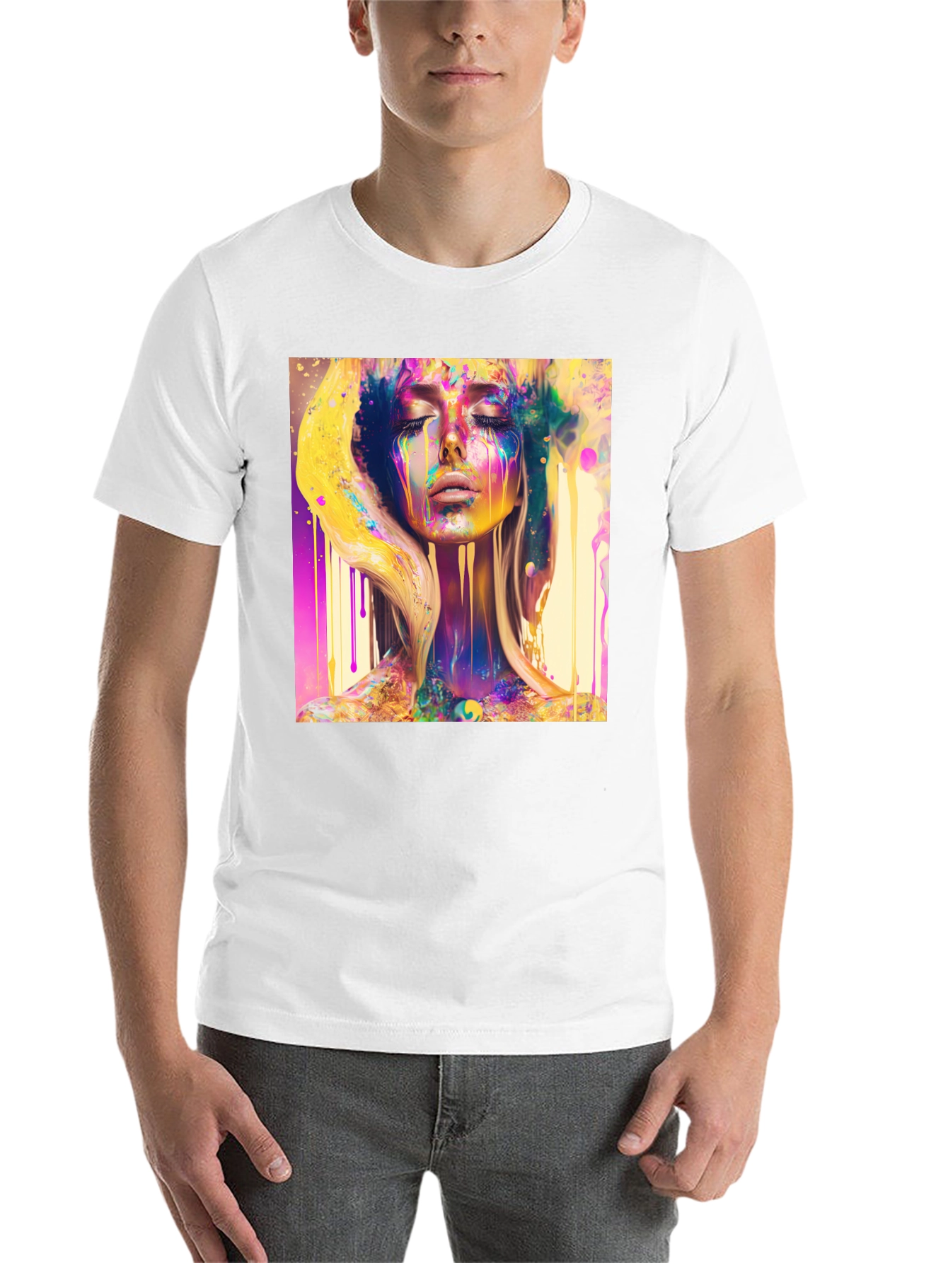 Black Colorful Woman Art T-Shirt - Modern Artistic Design view 14