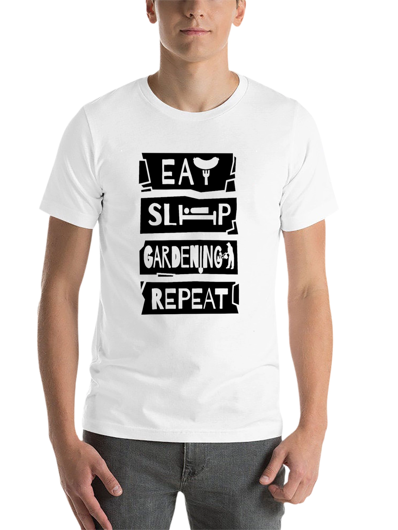 Black Eat Sleep Gardening Repeat Black T-Shirt view 14