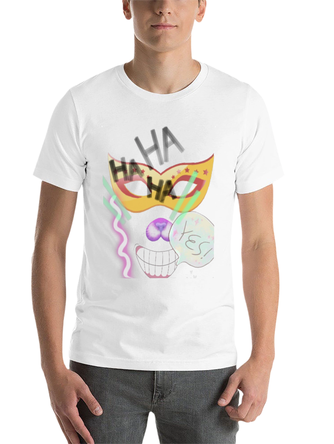 Black Crazy Mask Tee: Cheshire Cat Grin view 14
