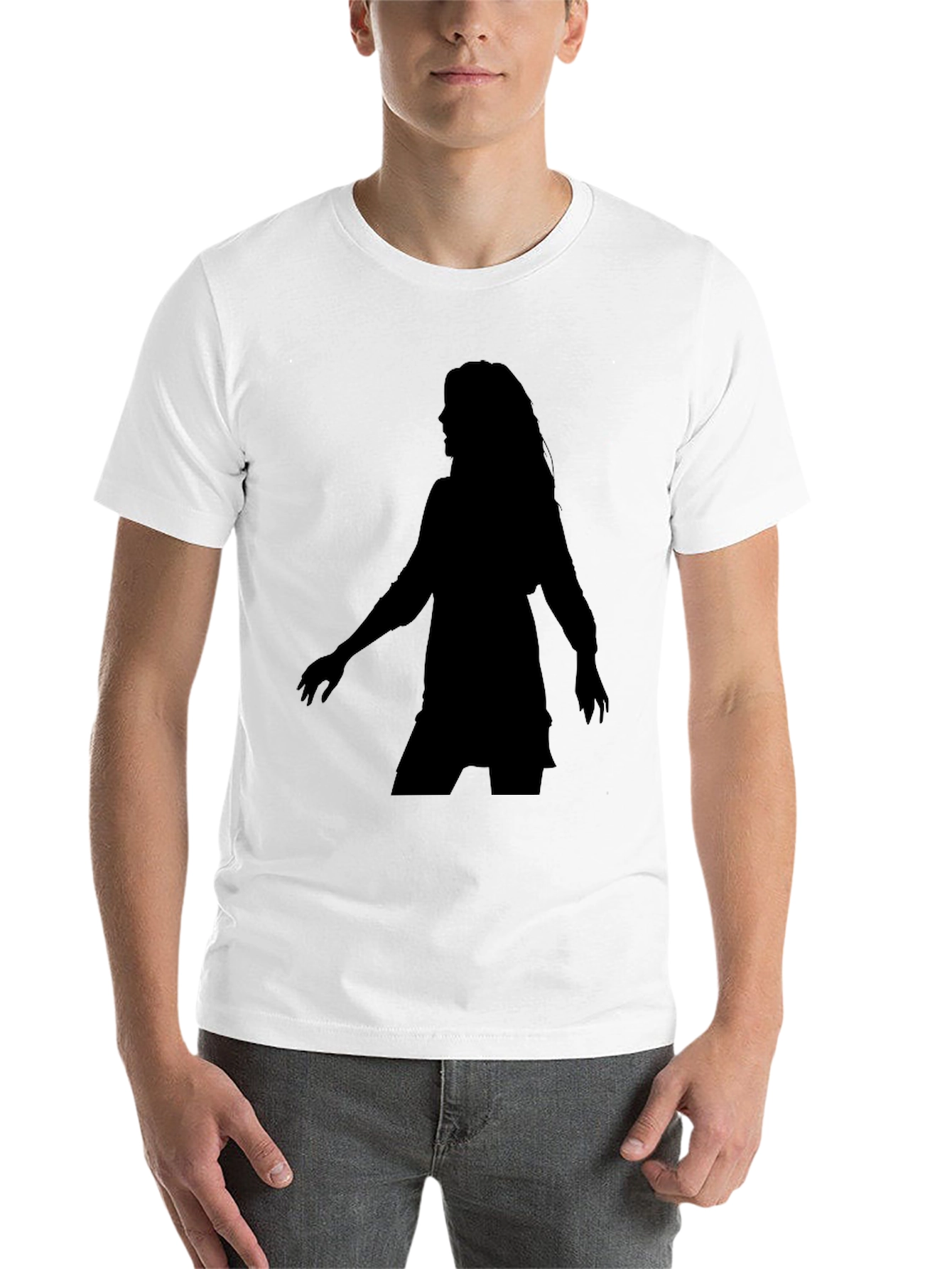 Black Silhouette Tee - Woman Figure Black T-Shirt view 14
