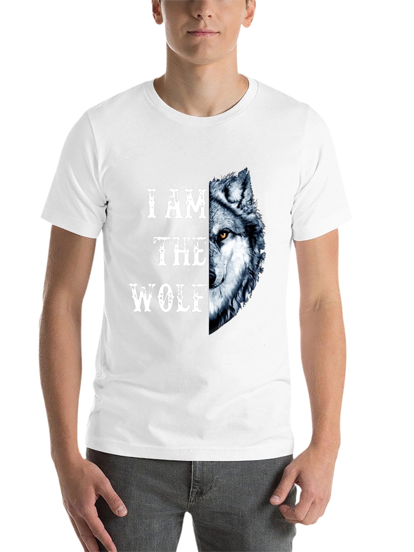 Black I Am The Wolf Graphic Print T-Shirt view 14