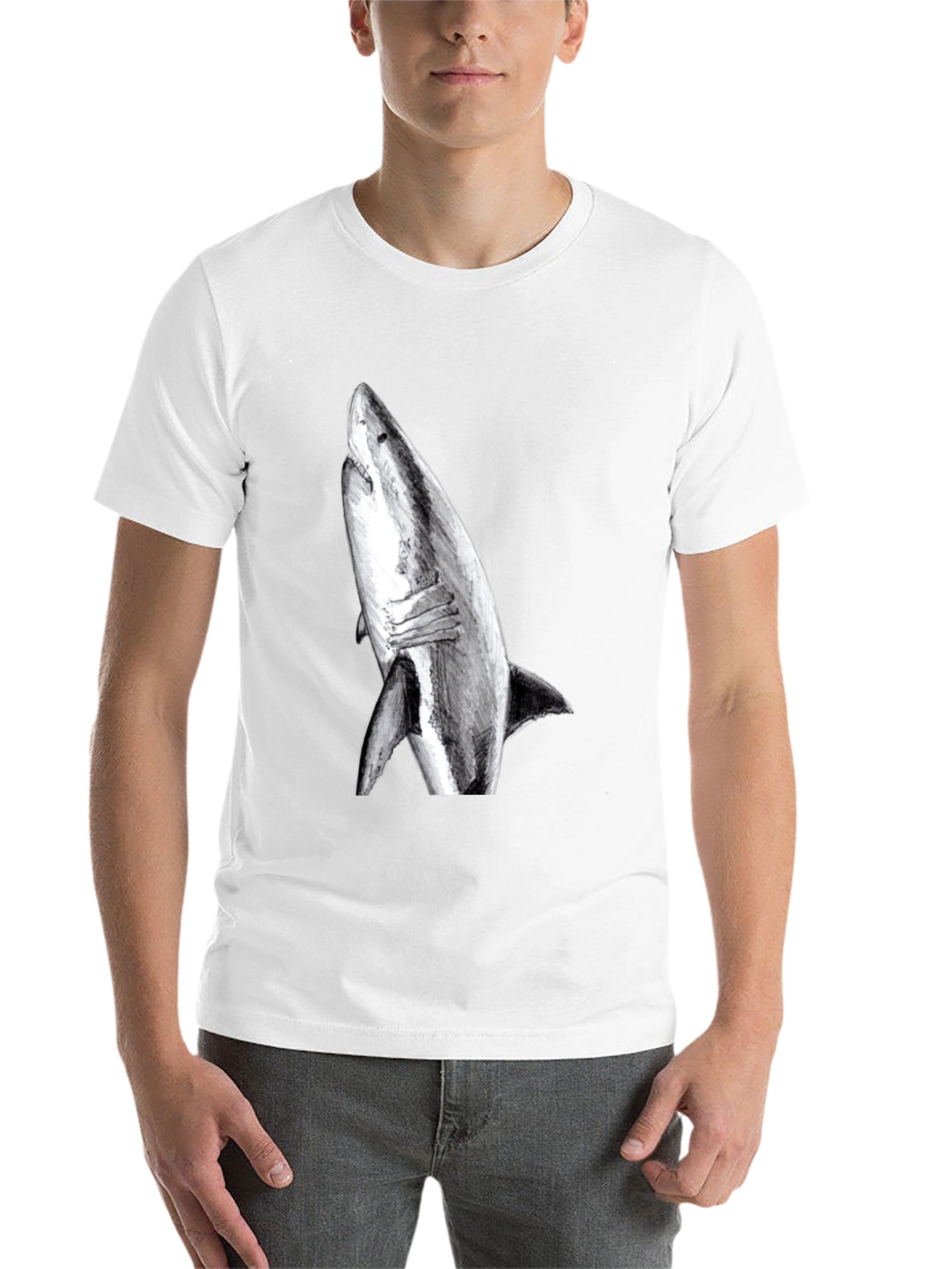 Black Shark Graphic Print Black T-Shirt view 14