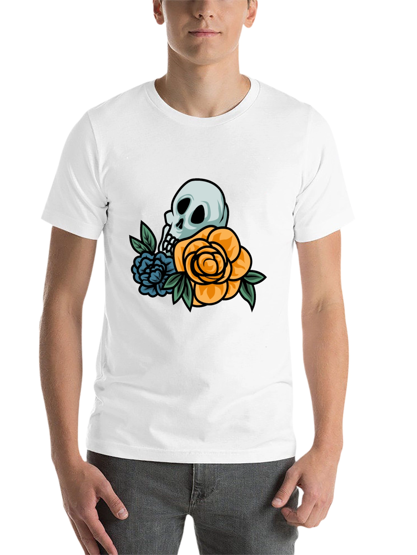 Black Skull & Roses Graphic T-Shirt view 14