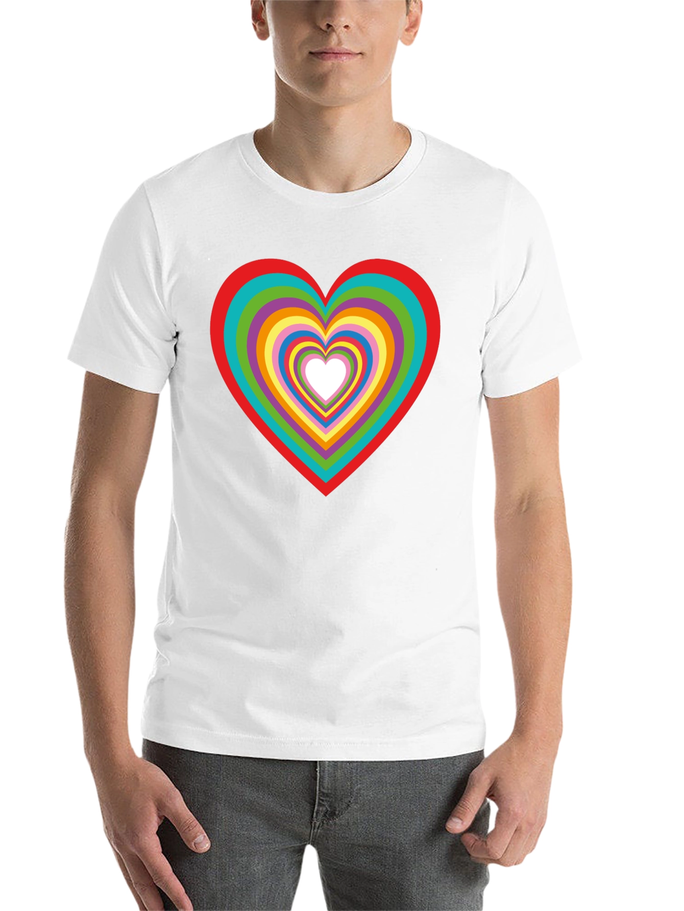 Black Rainbow Heart Graphic Tee - Stylish Cotton T-Shirt view 14