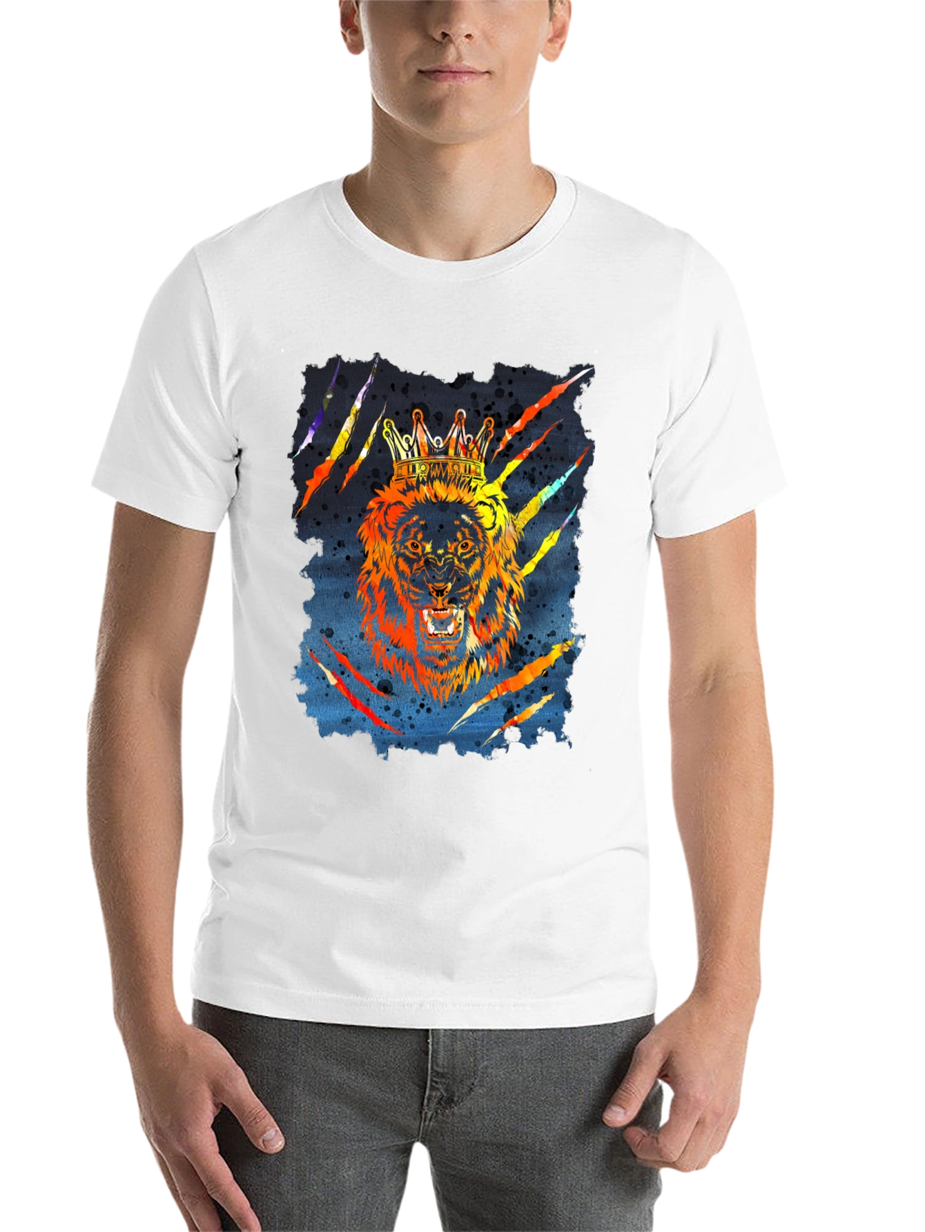 Black King Lion Graphic T-Shirt - Mens Black Tee view 14