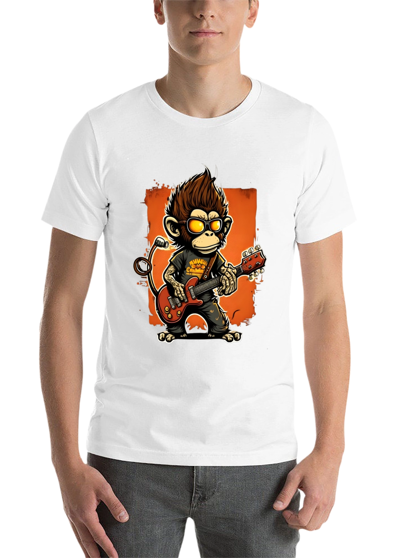Black Rockin' Monkey Guitarist Graphic Tee view 14