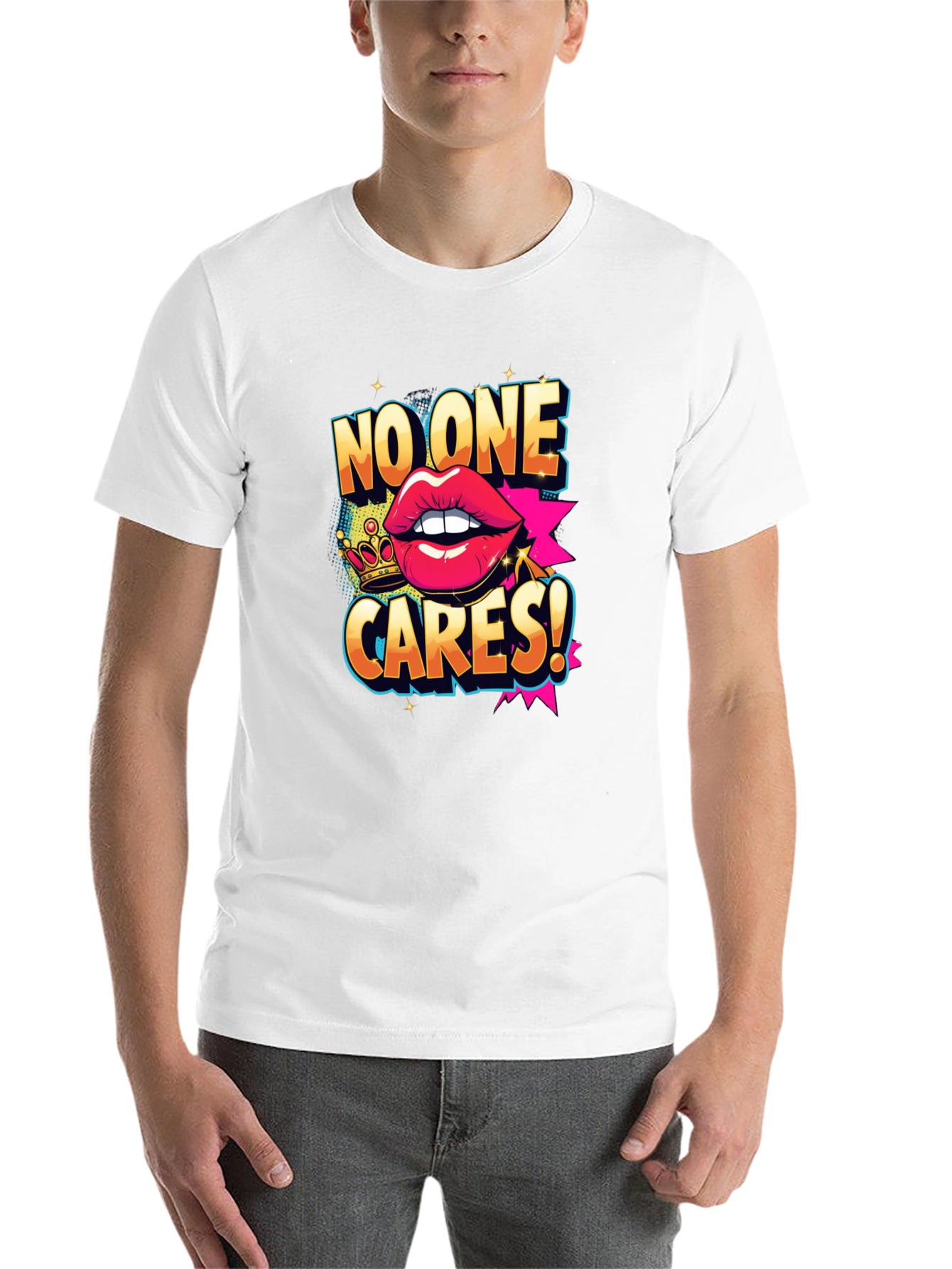 Black No One Cares Graphic Tee - Funny Slogan T-Shirt view 14