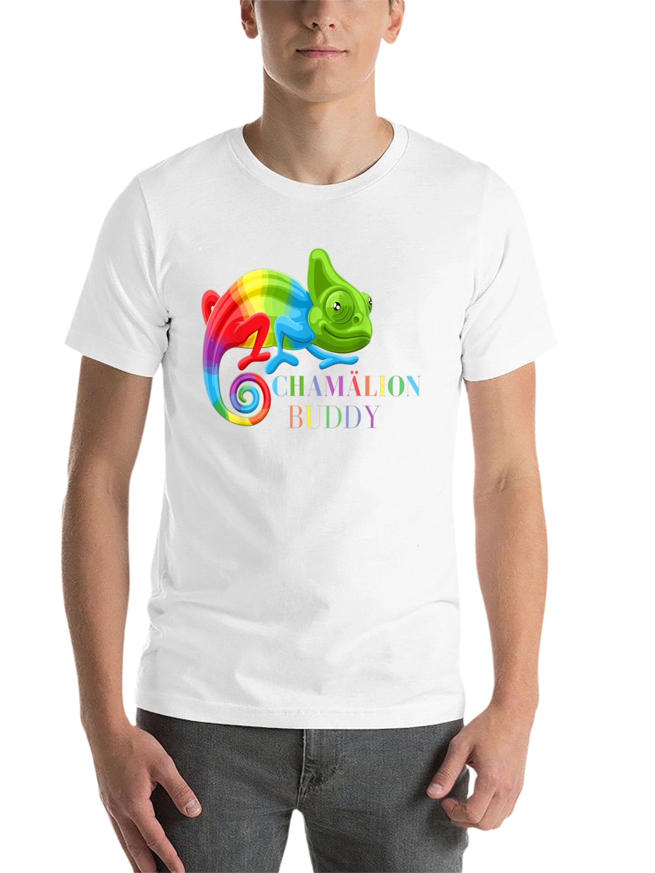 Black Rainbow Chameleon Buddy Black T-Shirt view 14