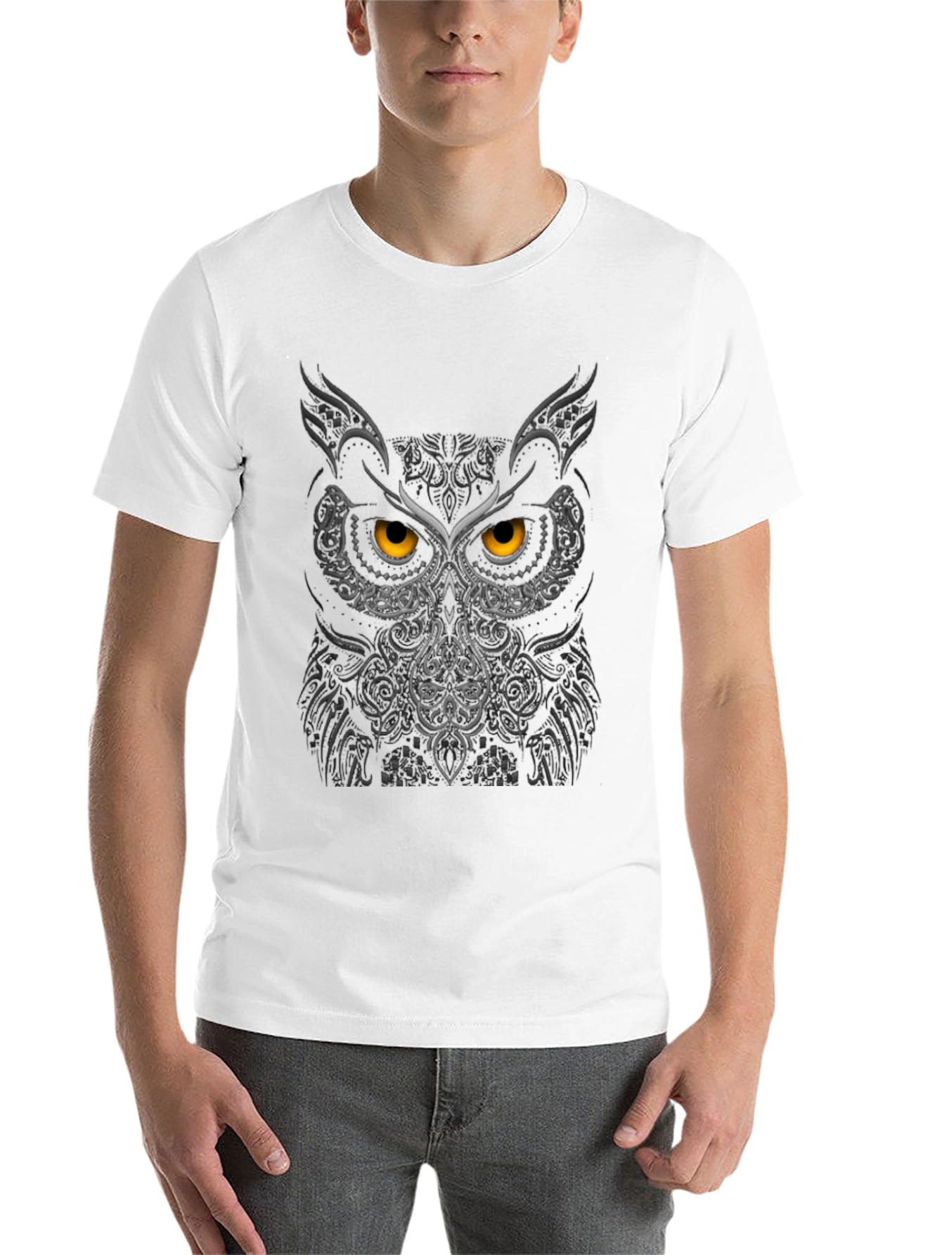 Black Owl Face Graphic Tee - Black view 14