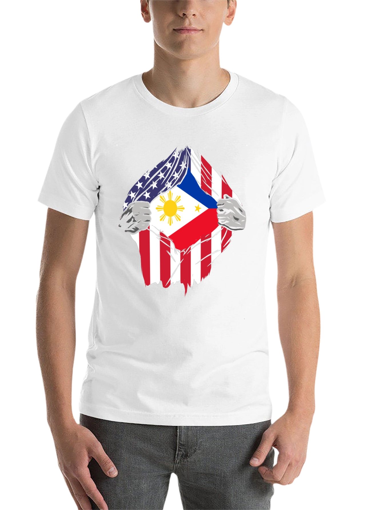 Black USA Philippines Flag Graphic T-Shirt view 14
