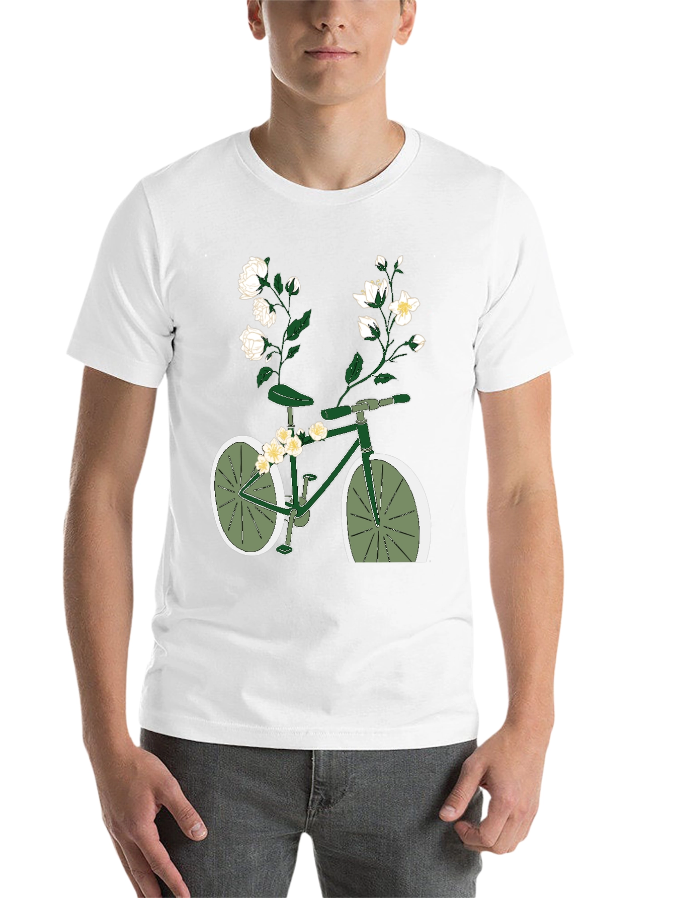 Black Floral Bicycle Graphic Tee - Unique Design view 14