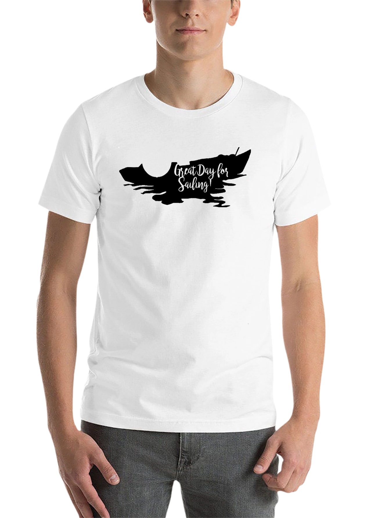 Black Great Day for Sailing T-Shirt - Black Cotton Tee view 14