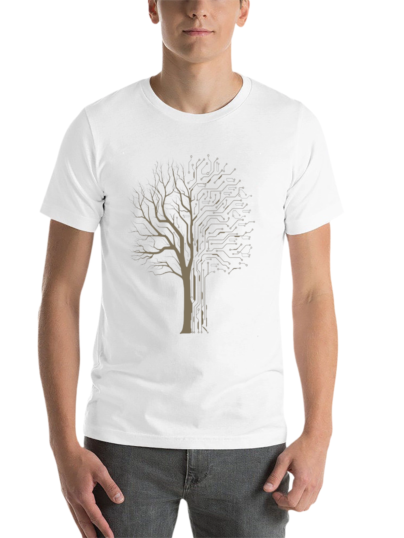 Black Tech Tree Graphic Tee - Modern Nature T-Shirt view 14