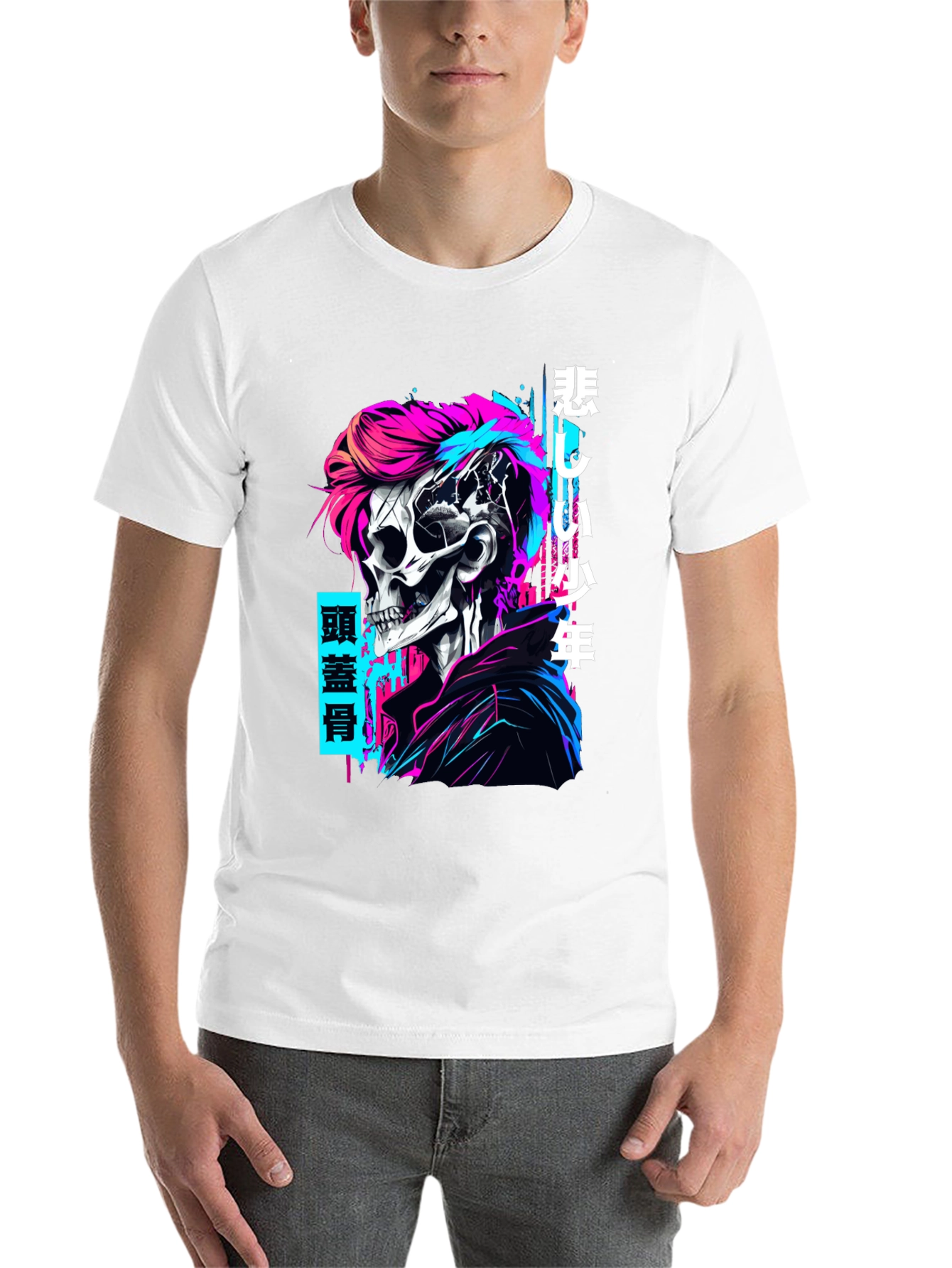 Black Cyberpunk Skull Graphic T-Shirt - Edgy Style view 14