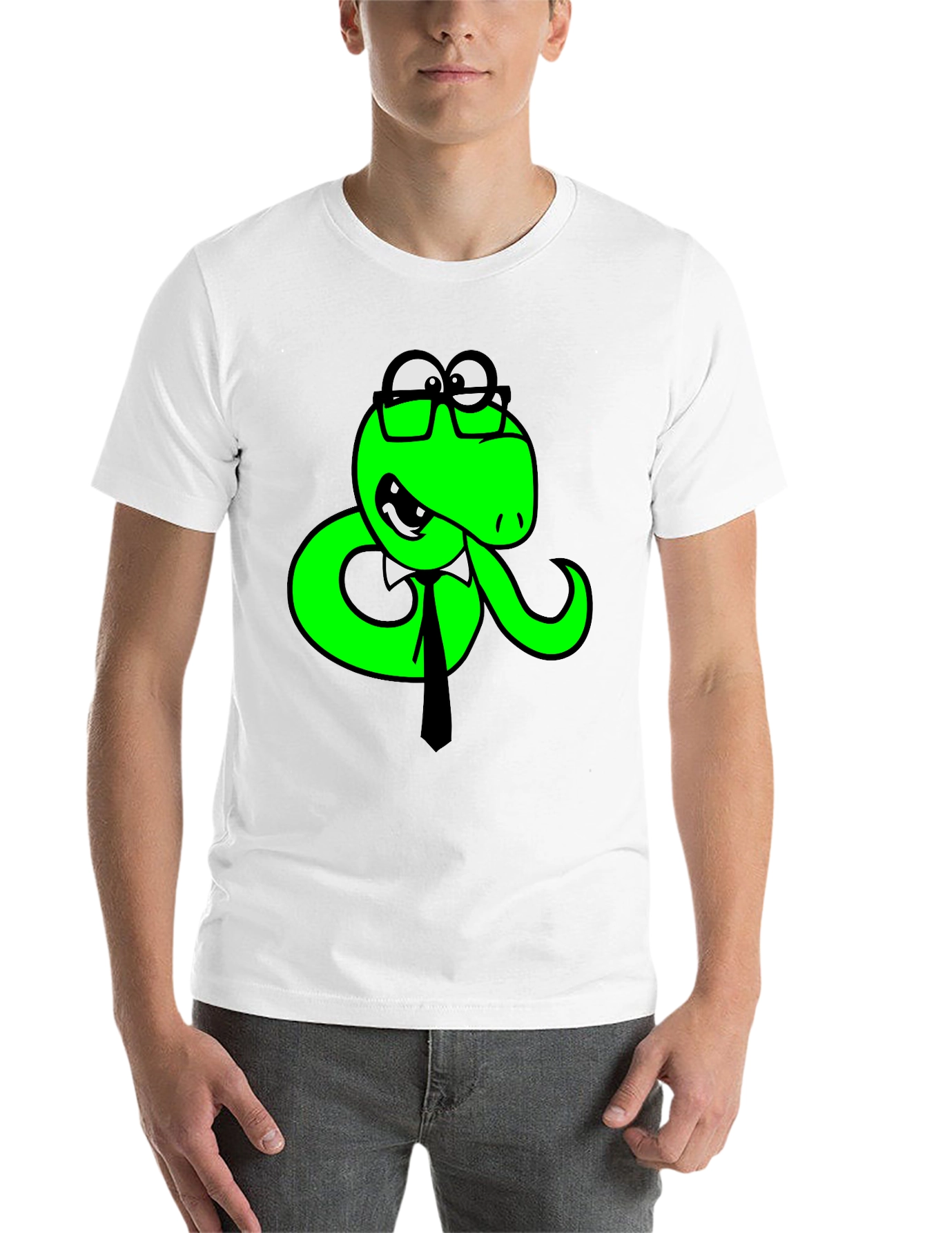 Black Funny Snake with Glasses Black T-Shirt view 14