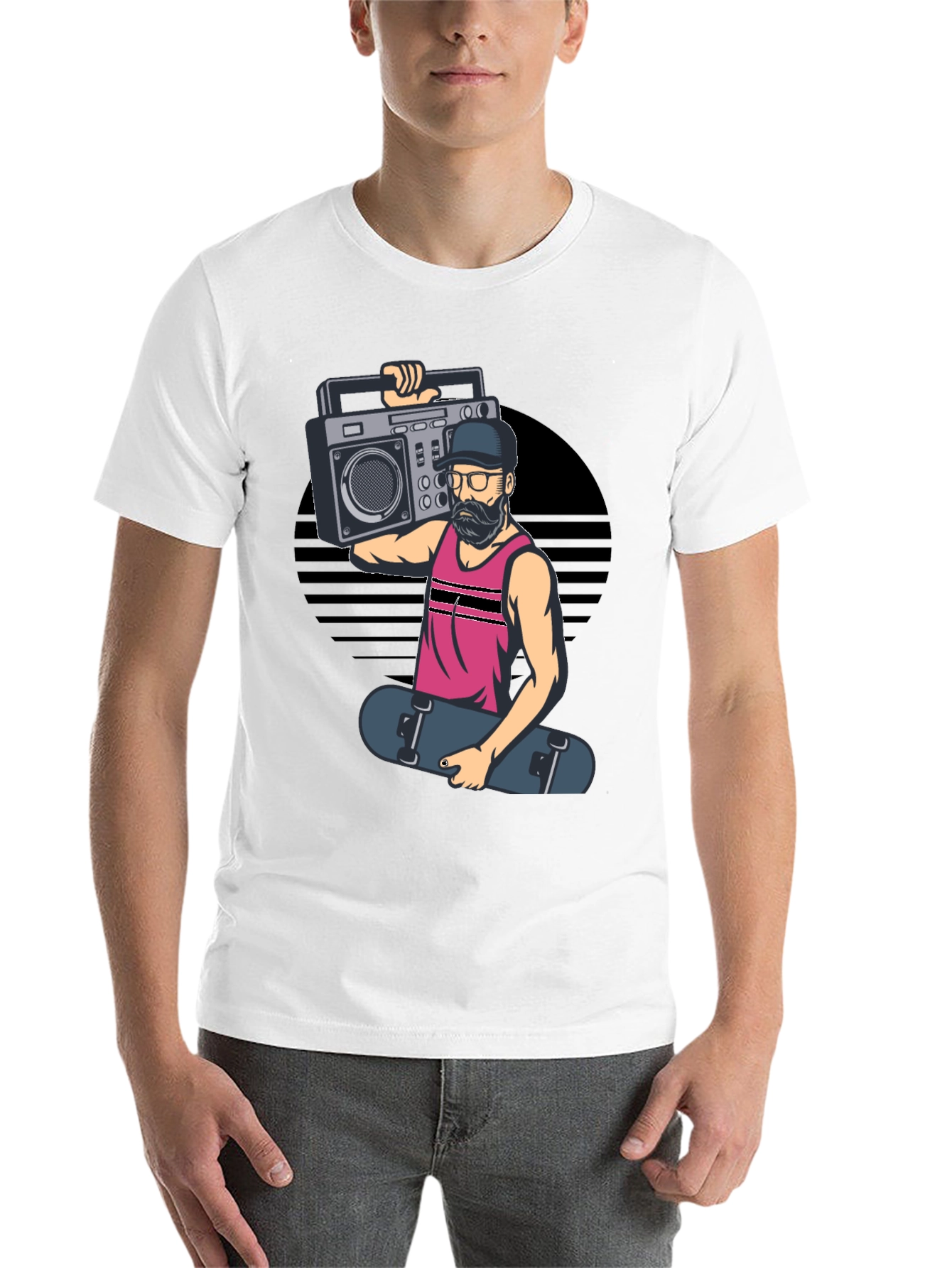 Black Retro Boombox Skater Graphic Tee view 14