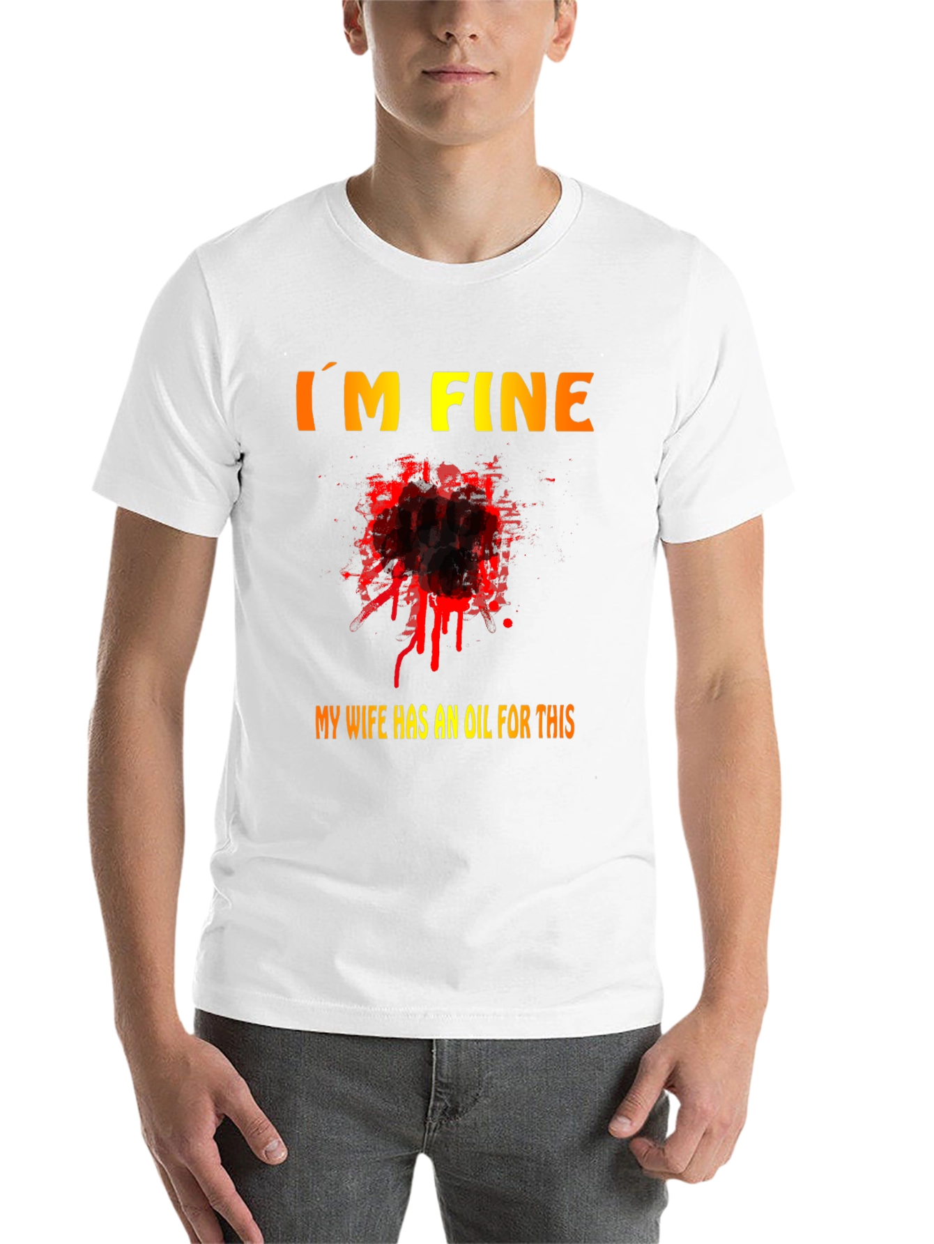 Black Funny "I'm Fine" T-Shirt - My Wife Has an Oil For This view 14