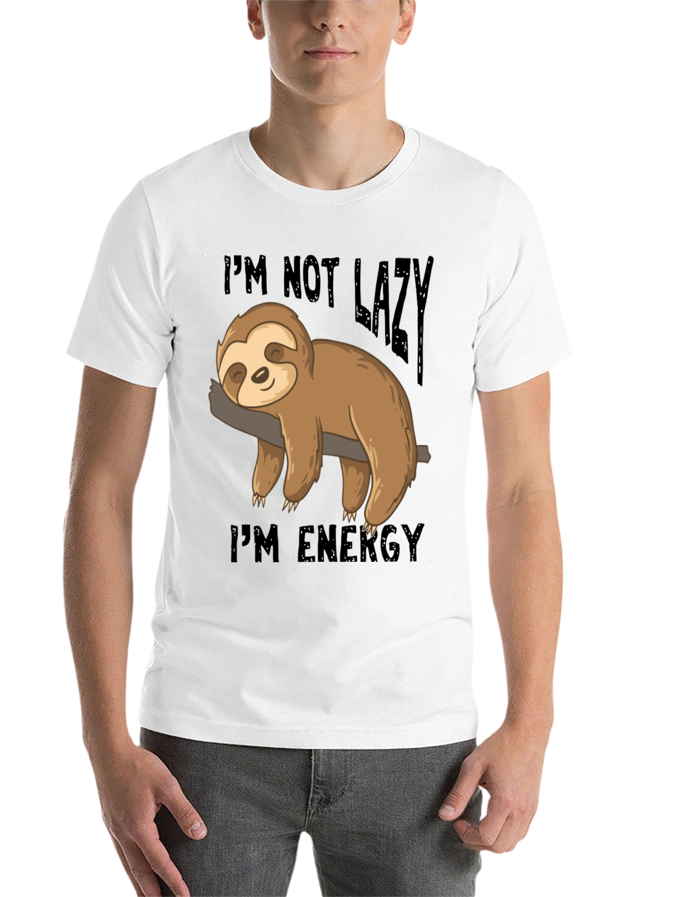 Black Lazy Sloth Energy T-Shirt - Comfortable Cotton Blend Tee view 14