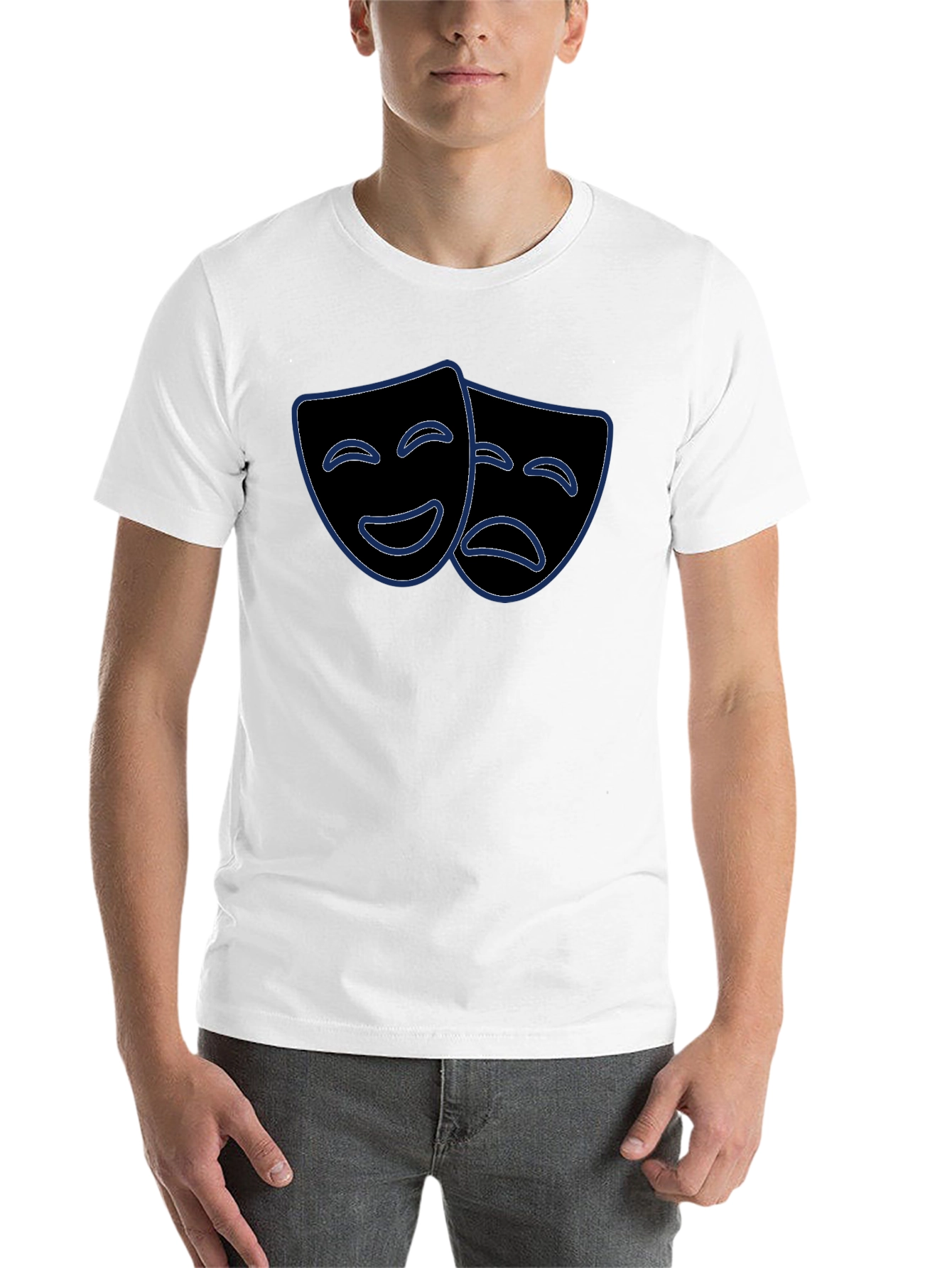 Black Comedy Tragedy Mask Graphic Tee view 14