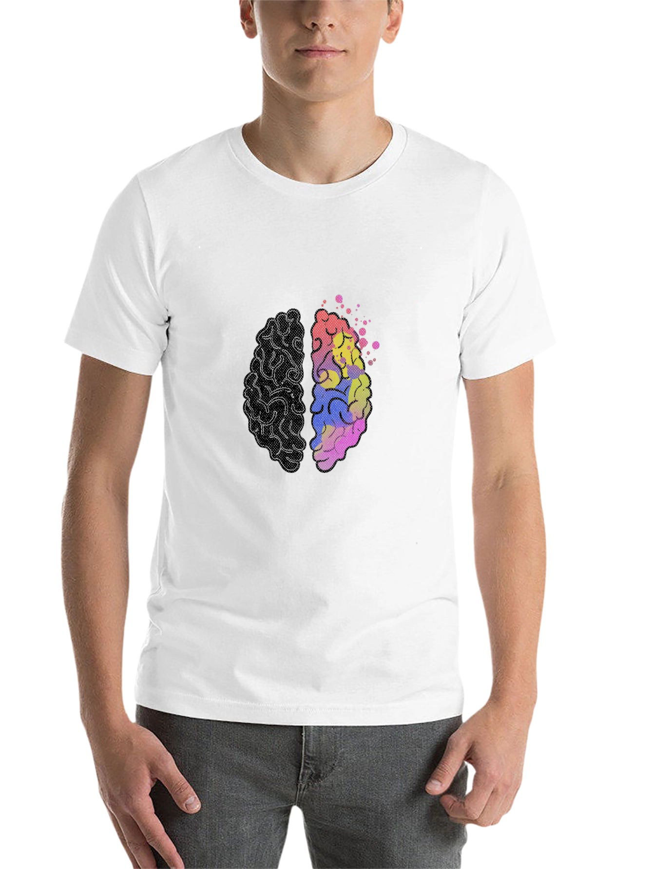 Black Brain Design T-Shirt - Left & Right Brain Graphic Tee view 14