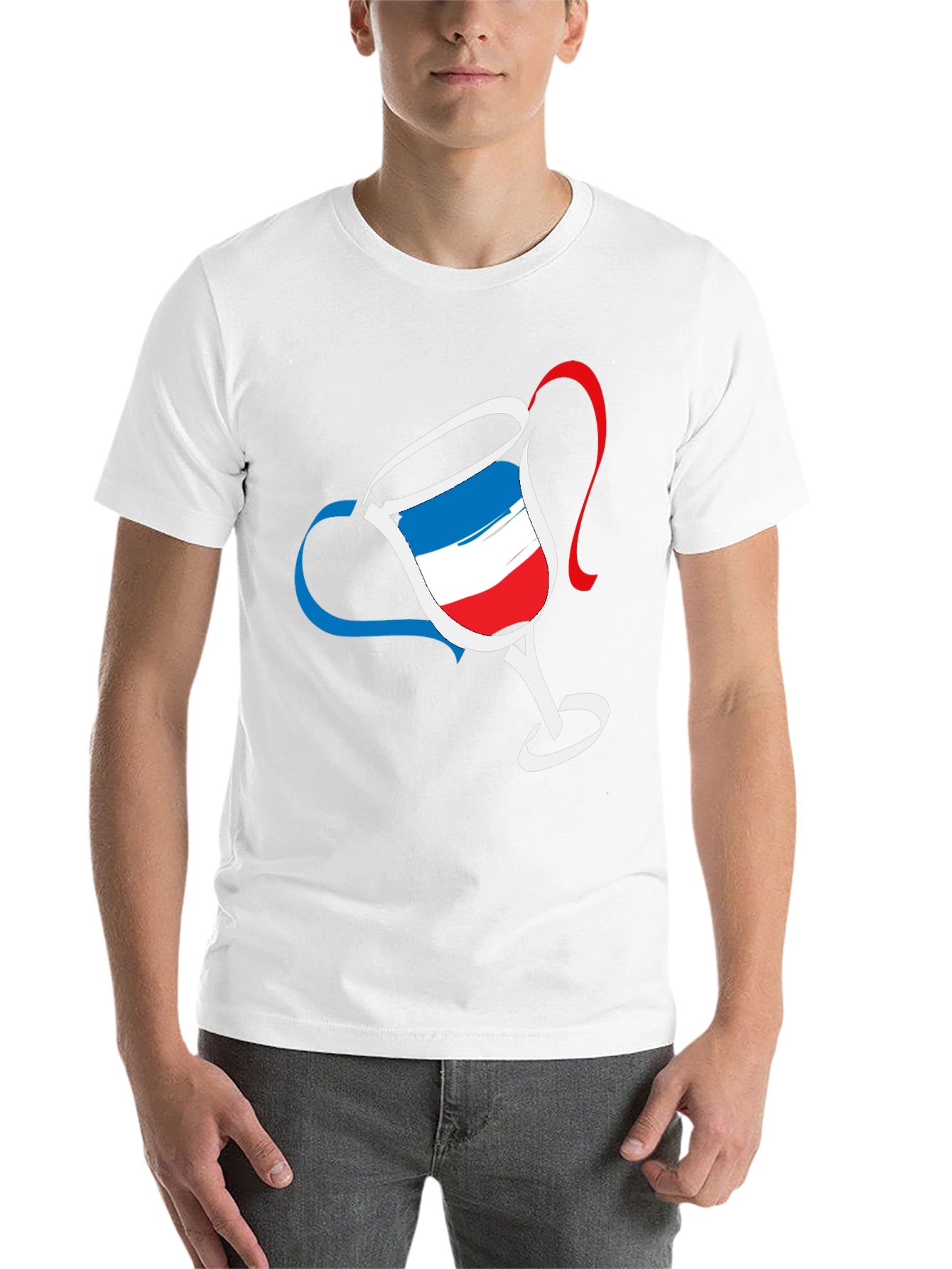 Black French Flag Wine Glass Graphic Tee - Men's Black T-Shirt view 14