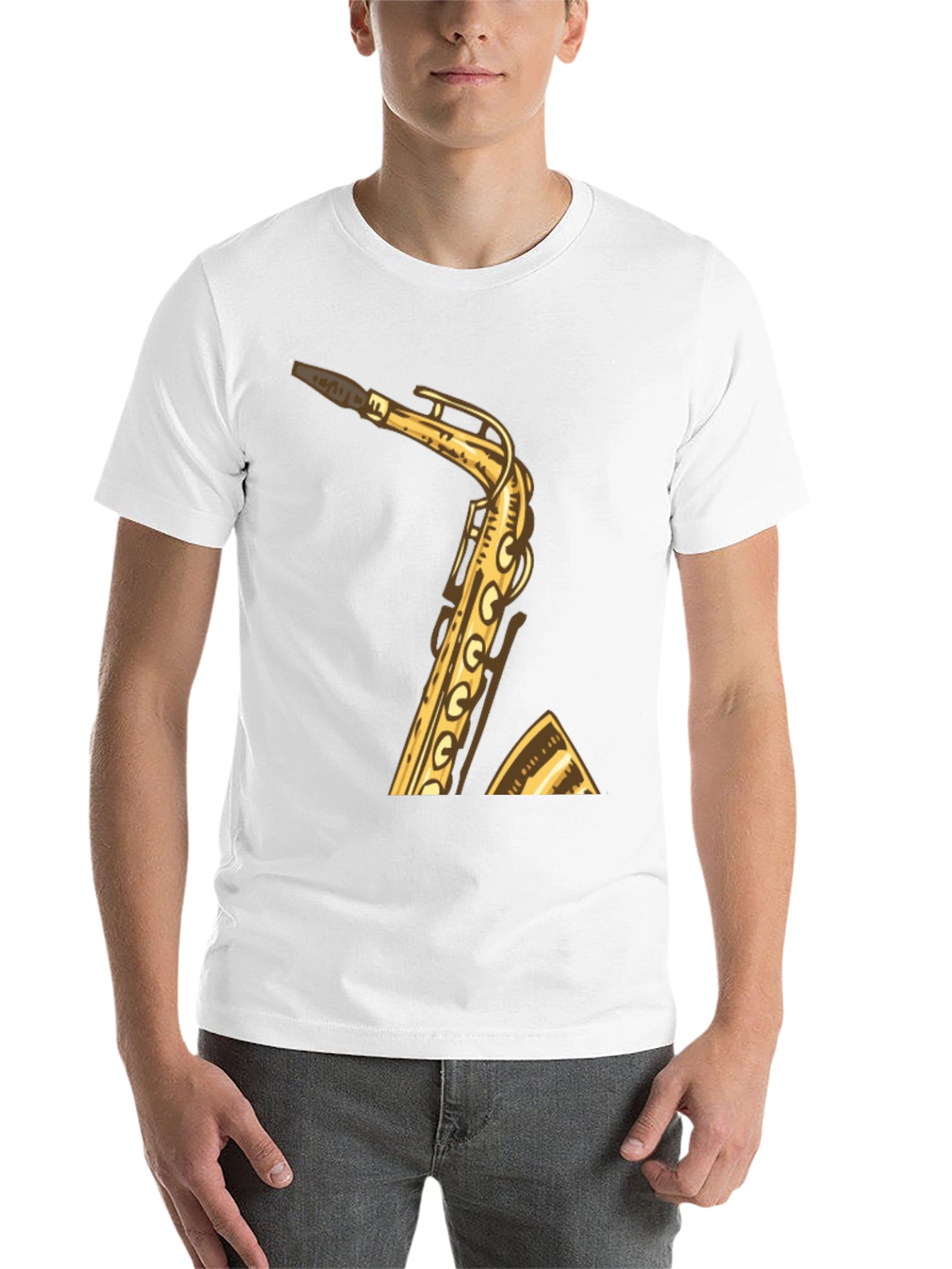 Black Saxophone Graphic Tee - Musician Style Shirt view 14