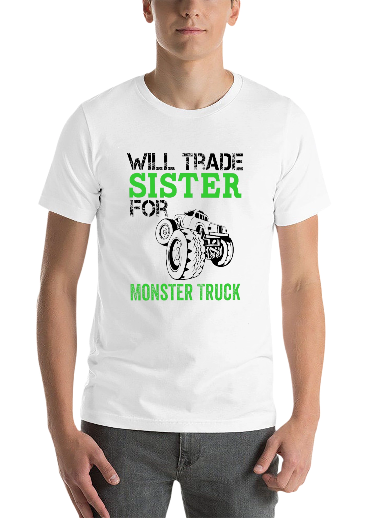 Black Will Trade Sister for Monster Truck Black Graphic T-Shirt view 14