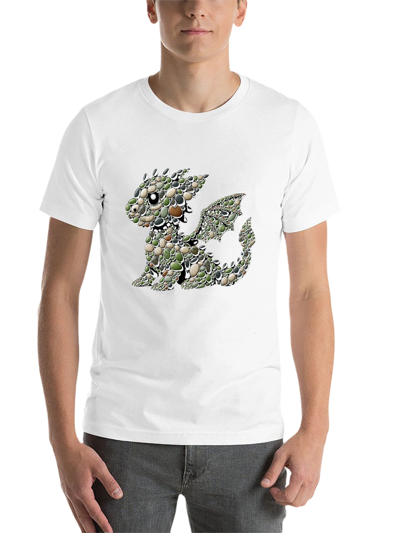 Dragon Pebble Art Graphic Black Tee - 14